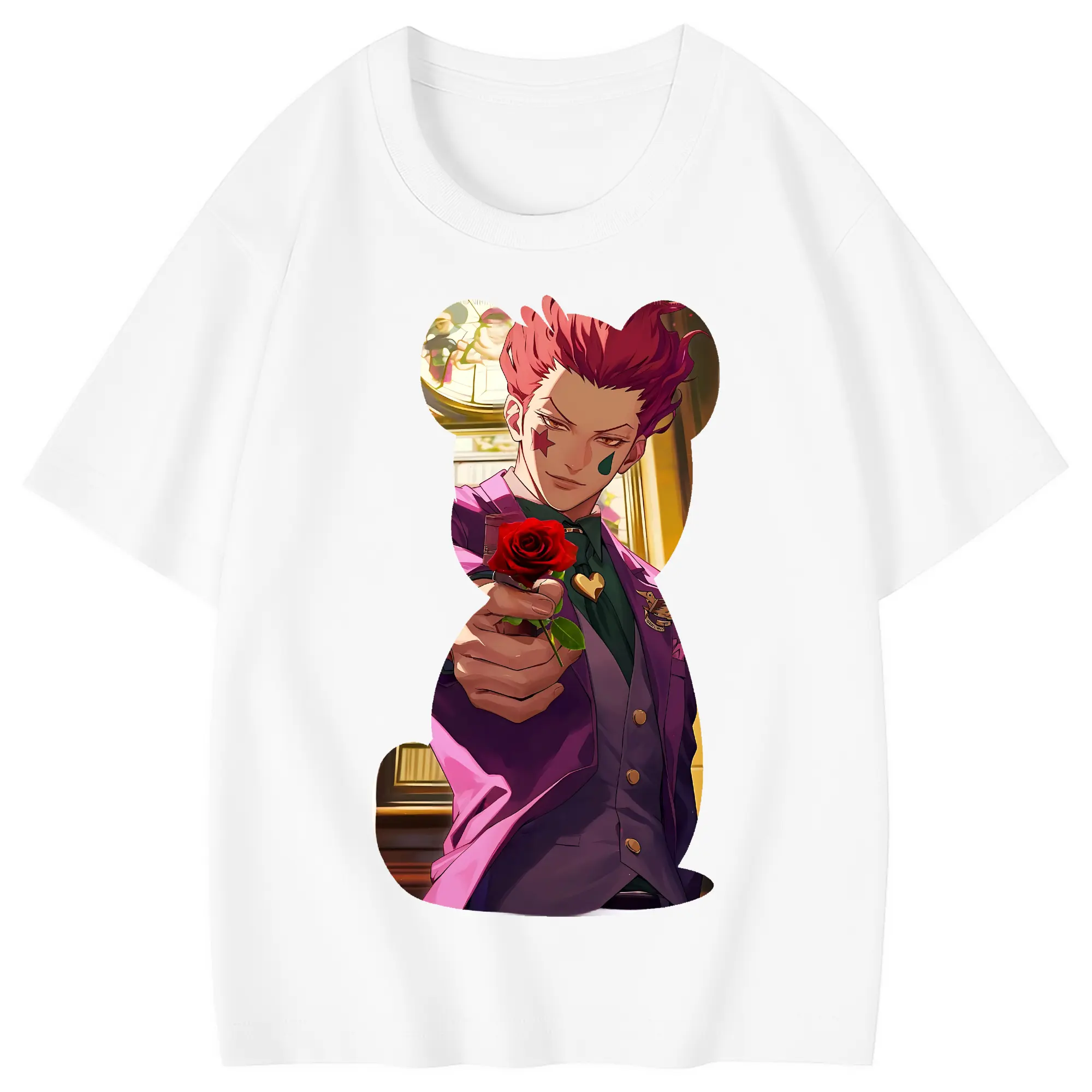 ハンター×ハンター グッズ ヒソカ＝モロウ - 綿100％ キッズTシャツ ・ フロントプリント ・ 快適 通気性 ・ スポーツ カジュアル 散歩用