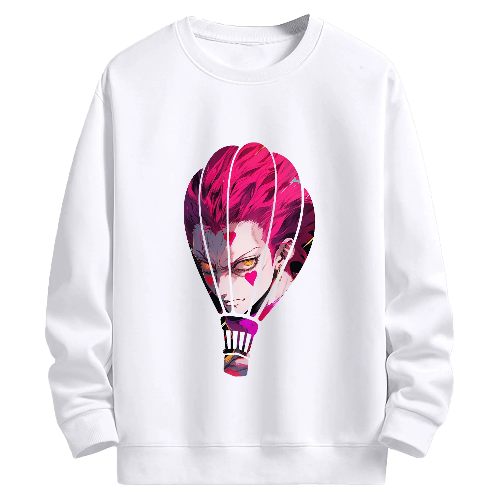 ハンター×ハンター グッズ ヒソカ＝モロウ - 高品質 クルーネック スウェット ・ コットン59％ ポリエステル41％ ・ ユニセックス 長袖 トレーナー ・ カジュアル デイリー スポーツ 散歩用