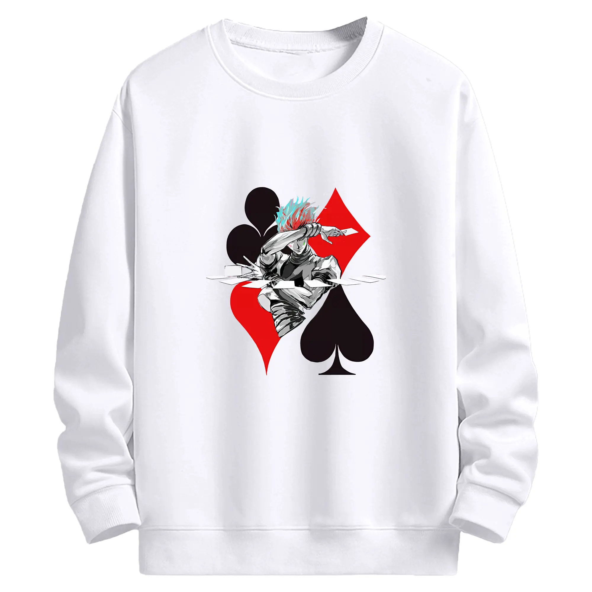 ハンター×ハンター グッズ ヒソカ＝モロウ - 高品質 クルーネック スウェット ・ コットン59％ ポリエステル41％ ・ ユニセックス 長袖 トレーナー ・ カジュアル デイリー スポーツ 散歩用