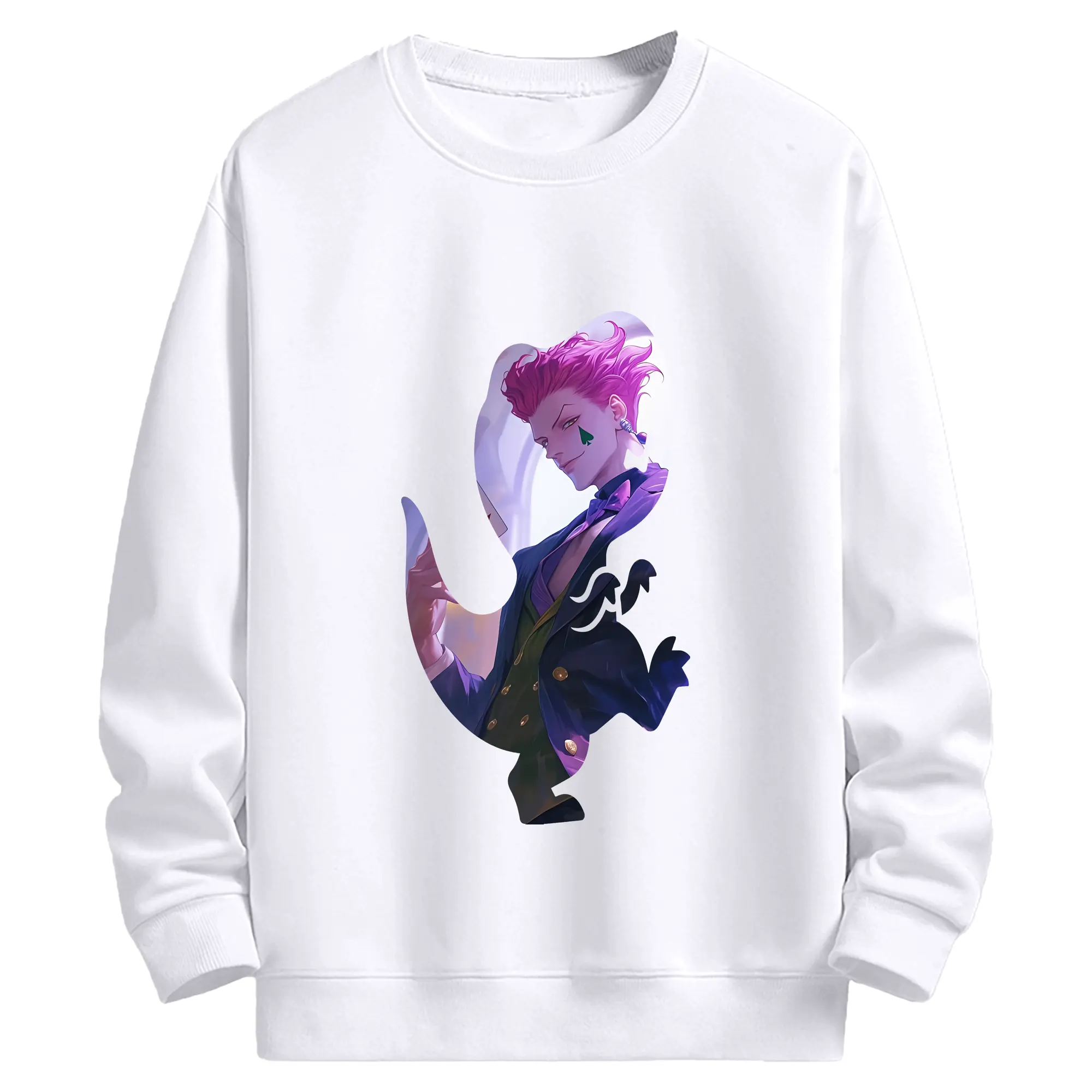 ハンター×ハンター グッズ ヒソカ＝モロウ - 高品質 クルーネック スウェット ・ コットン59％ ポリエステル41％ ・ ユニセックス 長袖 トレーナー ・ カジュアル デイリー スポーツ 散歩用