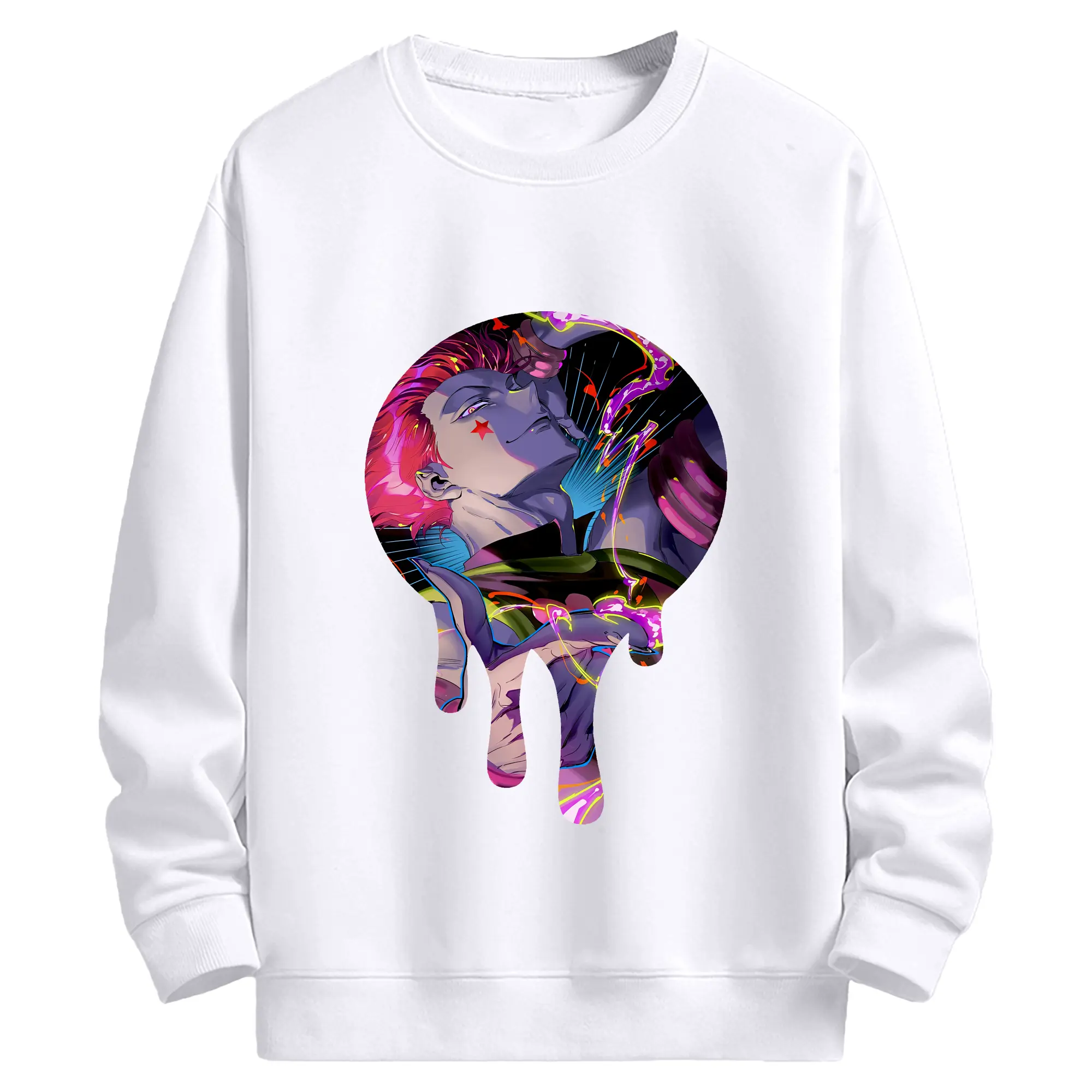 ハンター×ハンター グッズ ヒソカ＝モロウ - 高品質 クルーネック スウェット ・ コットン59％ ポリエステル41％ ・ ユニセックス 長袖 トレーナー ・ カジュアル デイリー スポーツ 散歩用