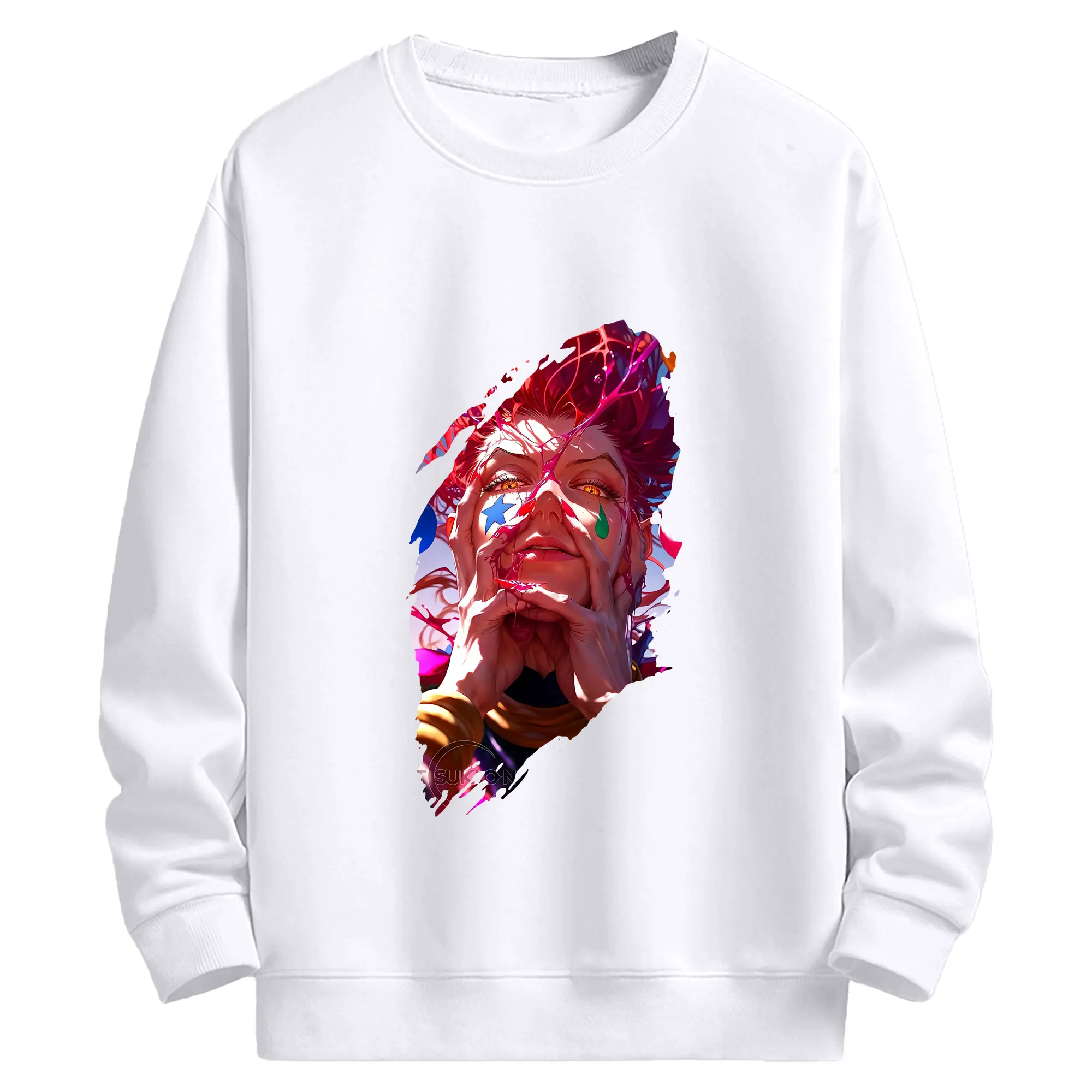 ハンター×ハンター グッズ ヒソカ＝モロウ - 高品質 クルーネック スウェット ・ コットン59％ ポリエステル41％ ・ ユニセックス 長袖 トレーナー ・ カジュアル デイリー スポーツ 散歩用