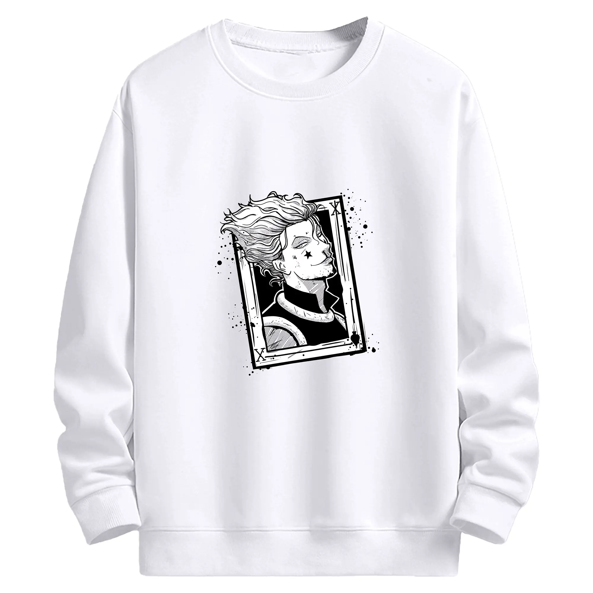 ハンター×ハンター グッズ ヒソカ＝モロウ - 高品質 クルーネック スウェット ・ コットン59％ ポリエステル41％ ・ ユニセックス 長袖 トレーナー ・ カジュアル デイリー スポーツ 散歩用