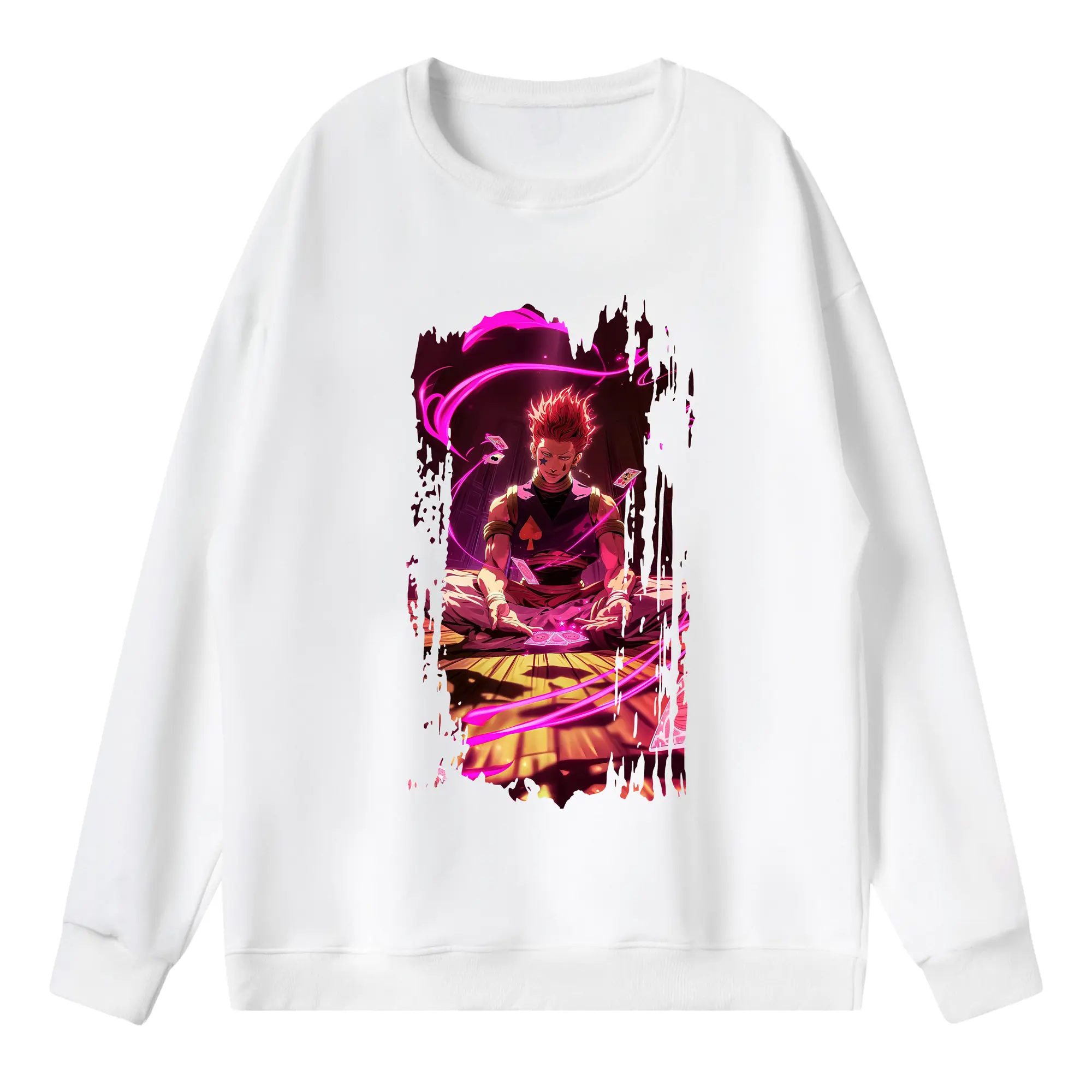 ハンター×ハンター グッズ ヒソカ＝モロウ - 薄手 クルーネック スウェット 裏毛260g · ポリエステル 春秋向け カジュアル 男女兼用 · トレーナー デイリー スポーツ 散歩に最適