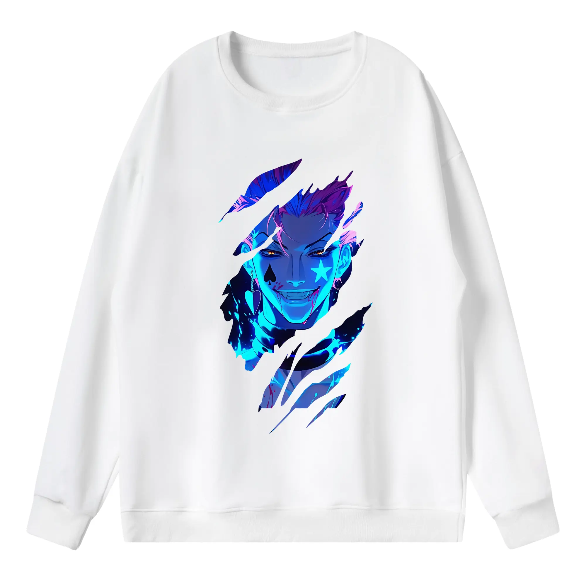 ハンター×ハンター グッズ ヒソカ＝モロウ - 薄手 クルーネック スウェット 裏毛260g · ポリエステル 春秋向け カジュアル 男女兼用 · トレーナー デイリー スポーツ 散歩に最適