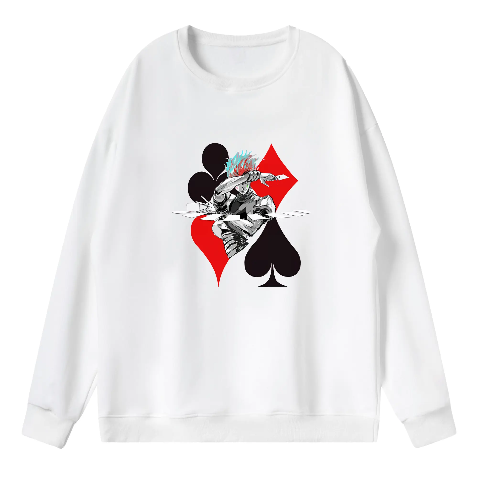 ハンター×ハンター グッズ ヒソカ＝モロウ - 薄手 クルーネック スウェット 裏毛260g · ポリエステル 春秋向け カジュアル 男女兼用 · トレーナー デイリー スポーツ 散歩に最適