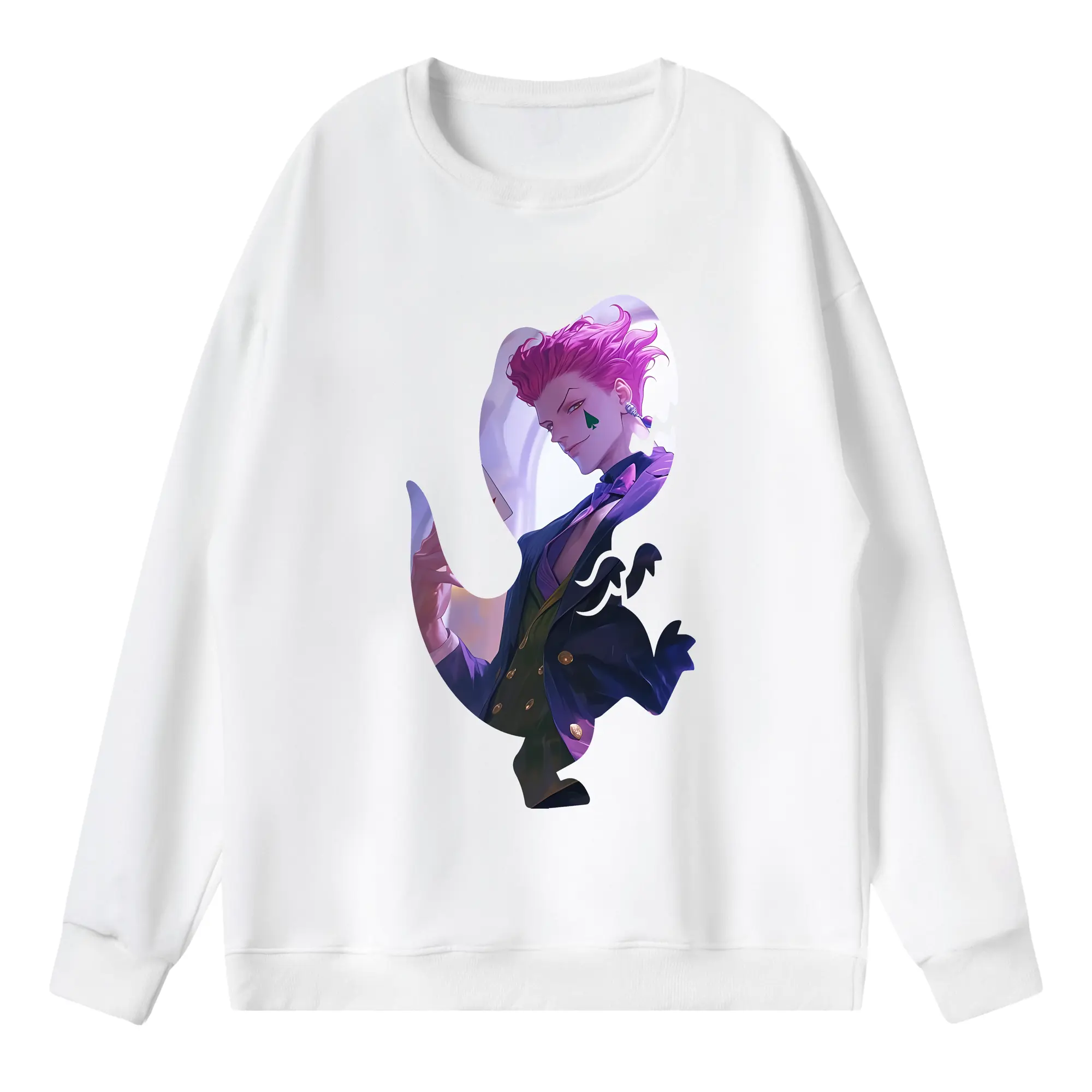 ハンター×ハンター グッズ ヒソカ＝モロウ - 薄手 クルーネック スウェット 裏毛260g · ポリエステル 春秋向け カジュアル 男女兼用 · トレーナー デイリー スポーツ 散歩に最適