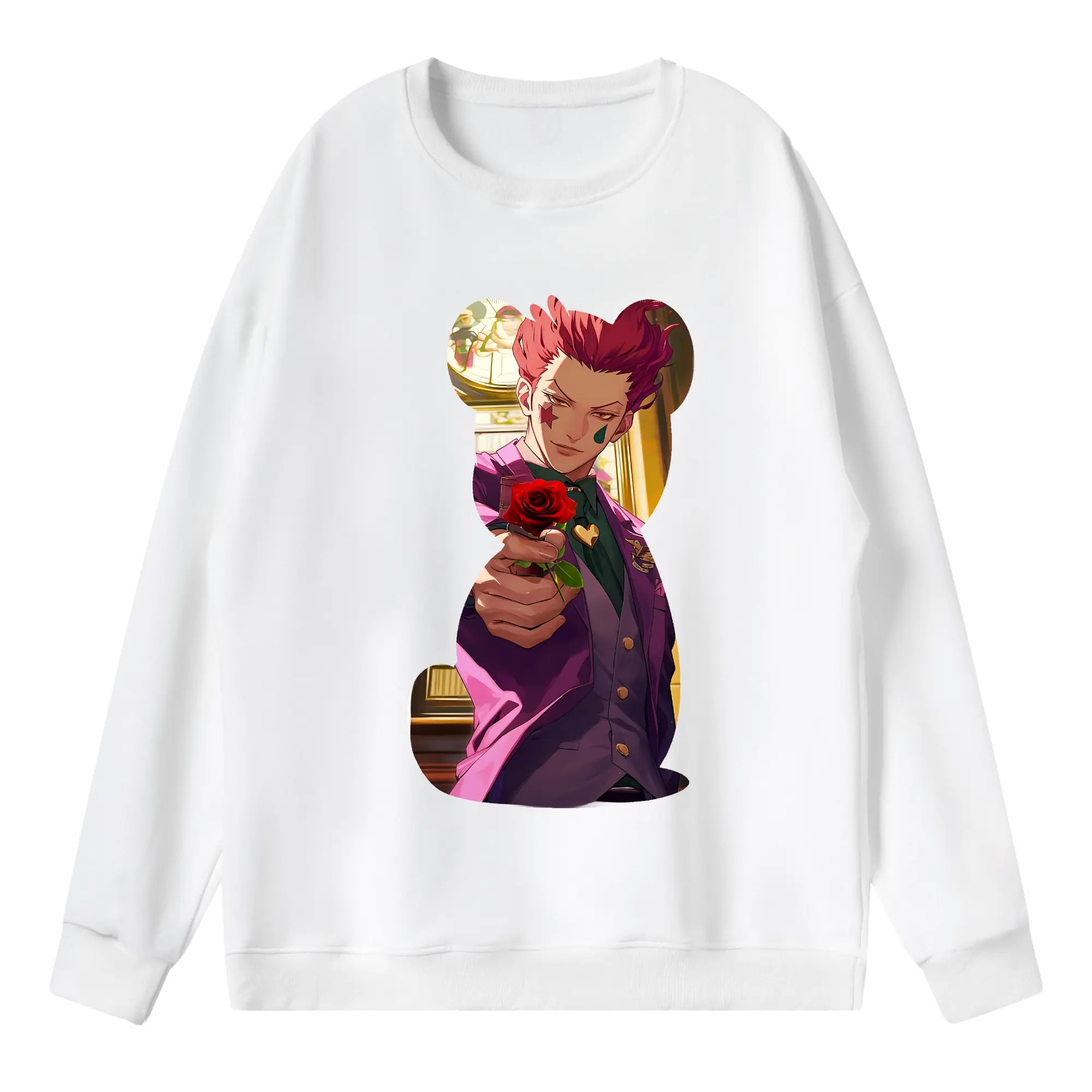 ハンター×ハンター グッズ ヒソカ＝モロウ - 薄手 クルーネック スウェット 裏毛260g · ポリエステル 春秋向け カジュアル 男女兼用 · トレーナー デイリー スポーツ 散歩に最適