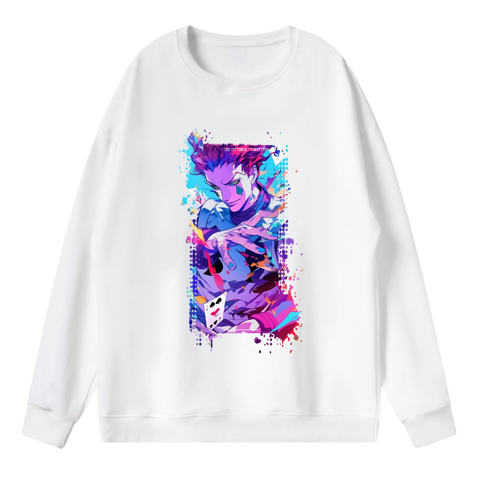 ハンター×ハンター グッズ ヒソカ＝モロウ - 薄手 クルーネック スウェット 裏毛260g · ポリエステル 春秋向け カジュアル 男女兼用 · トレーナー デイリー スポーツ 散歩に最適