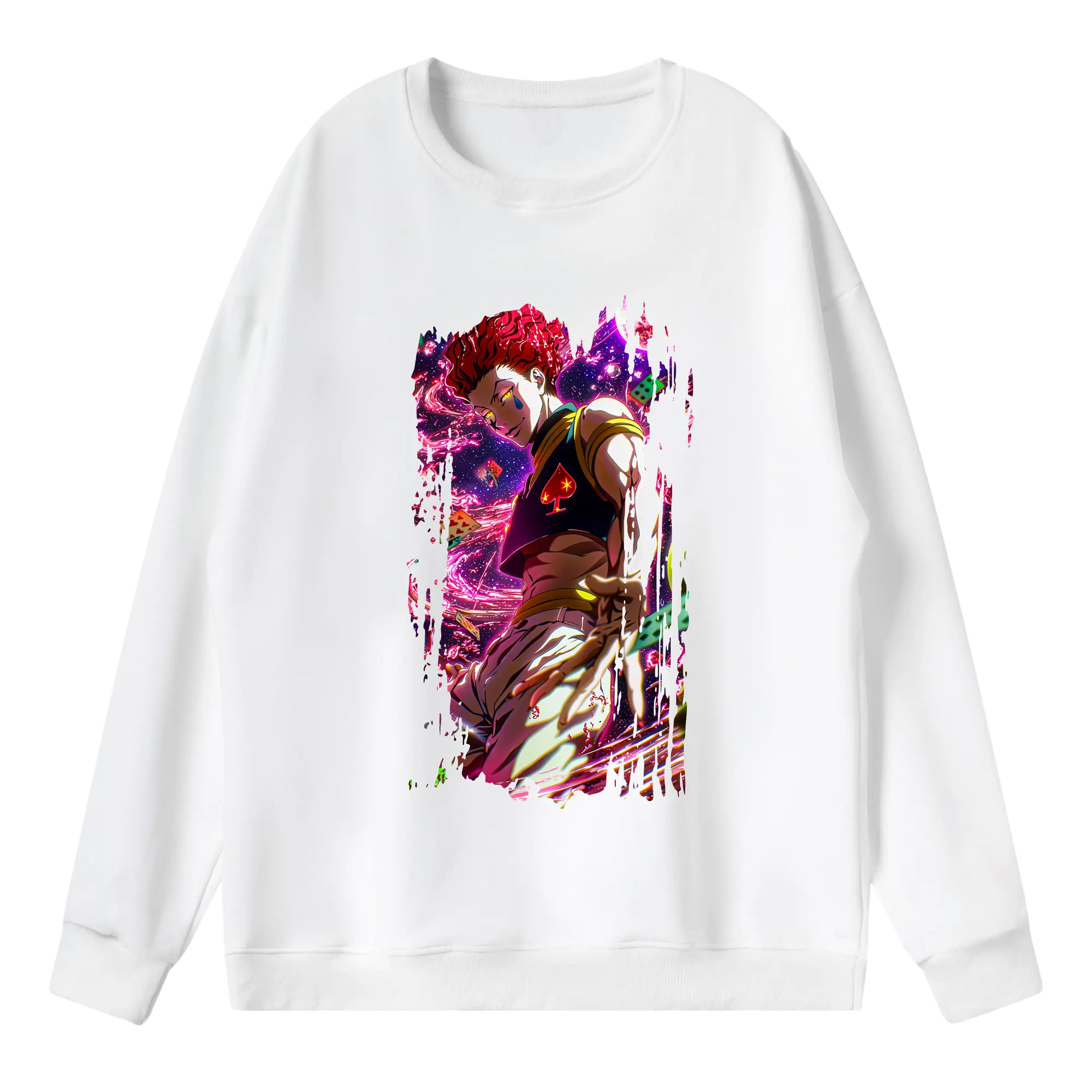 ハンター×ハンター グッズ ヒソカ＝モロウ - 薄手 クルーネック スウェット 裏毛260g · ポリエステル 春秋向け カジュアル 男女兼用 · トレーナー デイリー スポーツ 散歩に最適