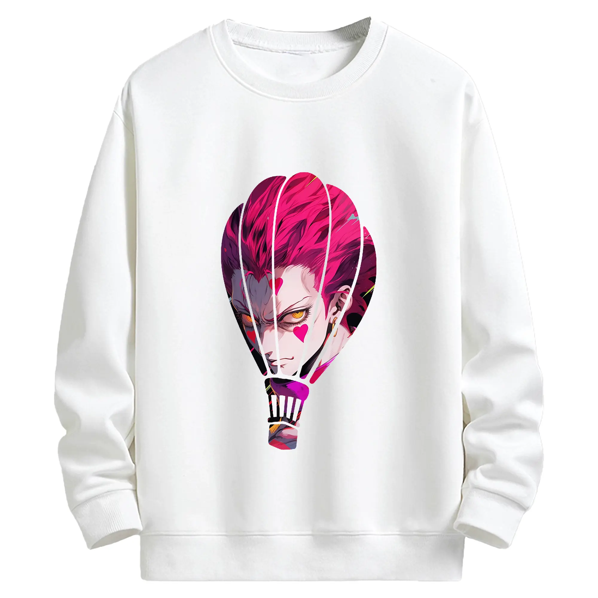 ハンター×ハンター グッズ ヒソカ＝モロウ - キッズ クルーネックスウェットシャツ ・ フロントプリント ・ 綿80％ ポリエステル20％ ・ 快適 通学 スポーツ 日常使い お散歩用