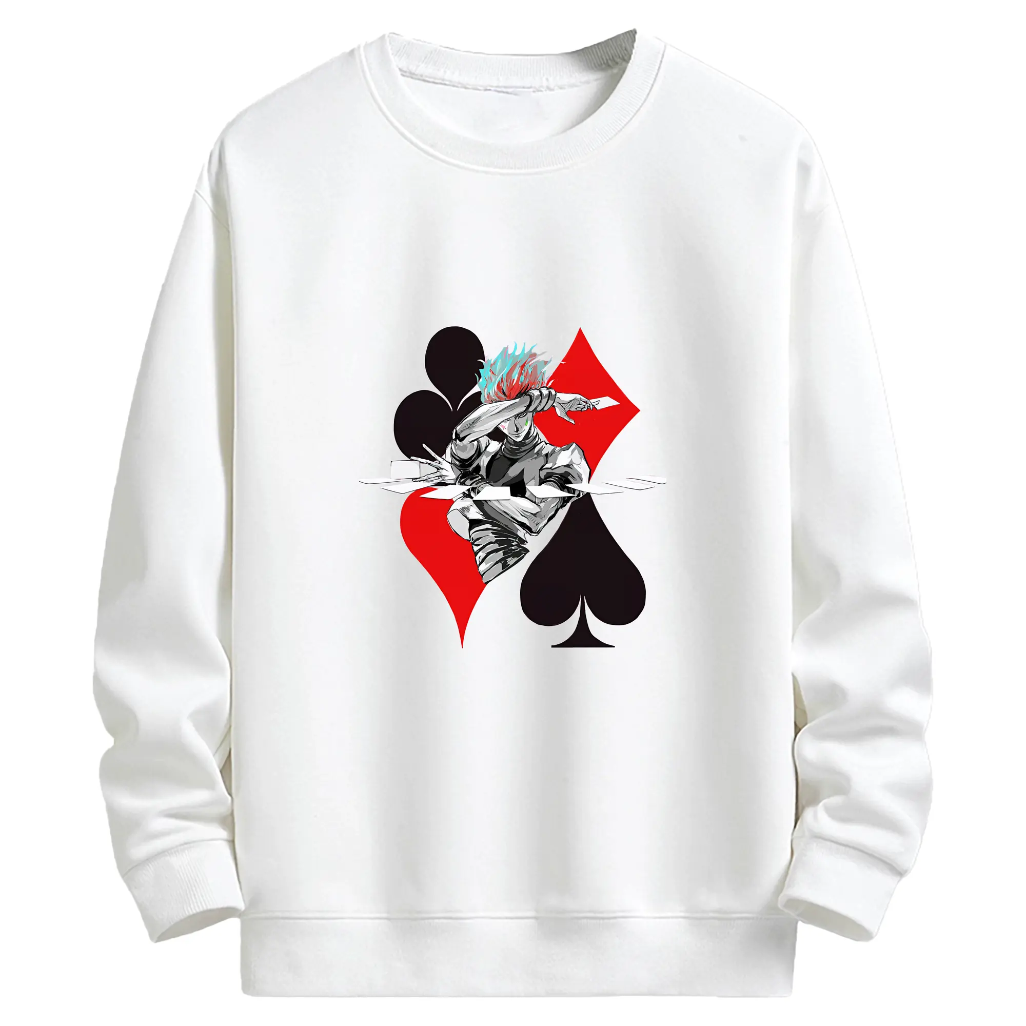 ハンター×ハンター グッズ ヒソカ＝モロウ - キッズ クルーネックスウェットシャツ ・ フロントプリント ・ 綿80％ ポリエステル20％ ・ 快適 通学 スポーツ 日常使い お散歩用