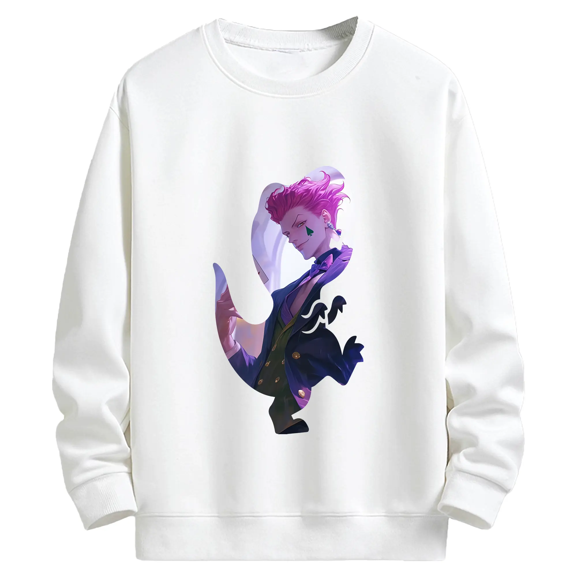 ハンター×ハンター グッズ ヒソカ＝モロウ - キッズ クルーネックスウェットシャツ ・ フロントプリント ・ 綿80％ ポリエステル20％ ・ 快適 通学 スポーツ 日常使い お散歩用