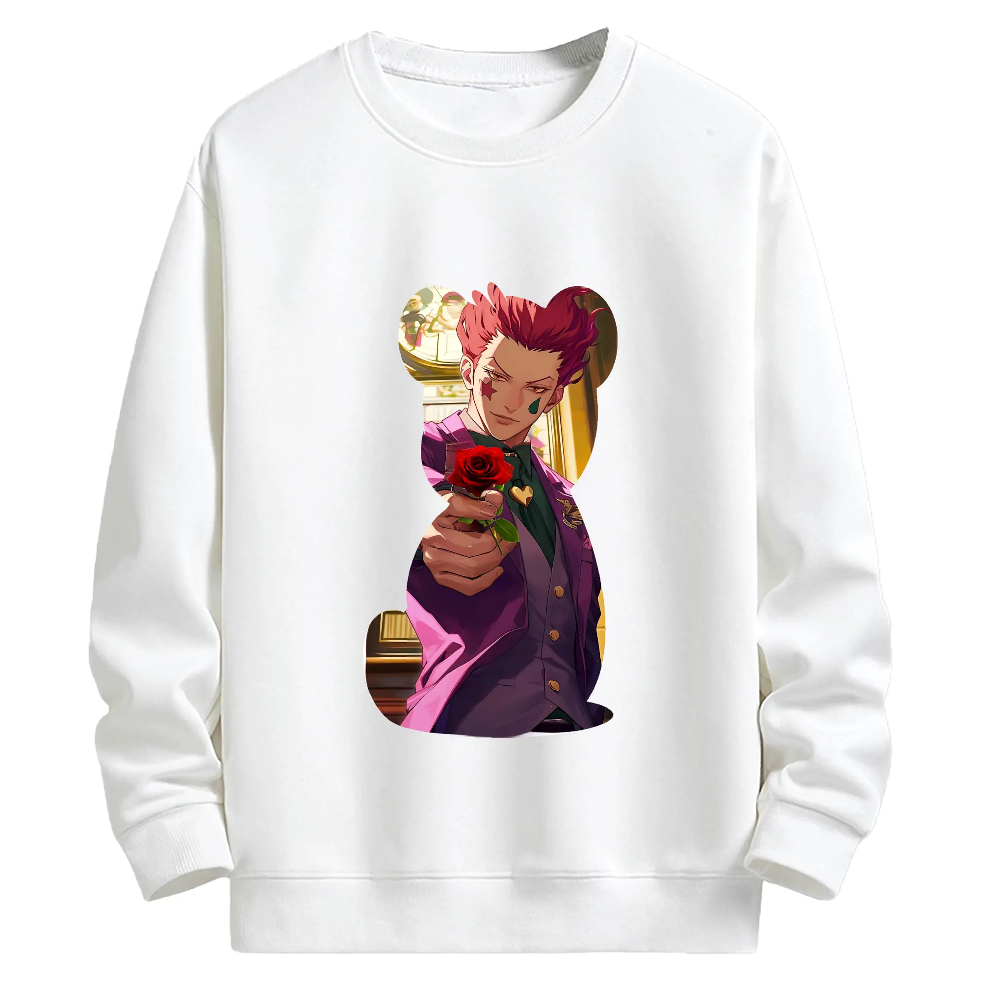 ハンター×ハンター グッズ ヒソカ＝モロウ - キッズ クルーネックスウェットシャツ ・ フロントプリント ・ 綿80％ ポリエステル20％ ・ 快適 通学 スポーツ 日常使い お散歩用