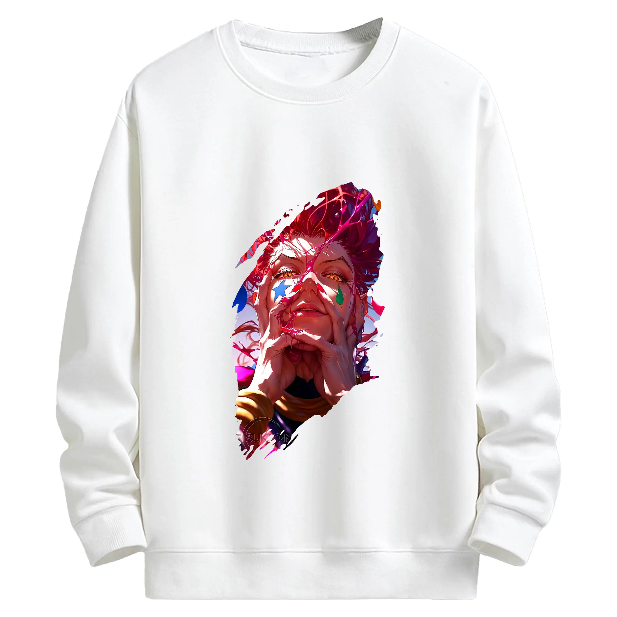 ハンター×ハンター グッズ ヒソカ＝モロウ - キッズ クルーネックスウェットシャツ ・ フロントプリント ・ 綿80％ ポリエステル20％ ・ 快適 通学 スポーツ 日常使い お散歩用