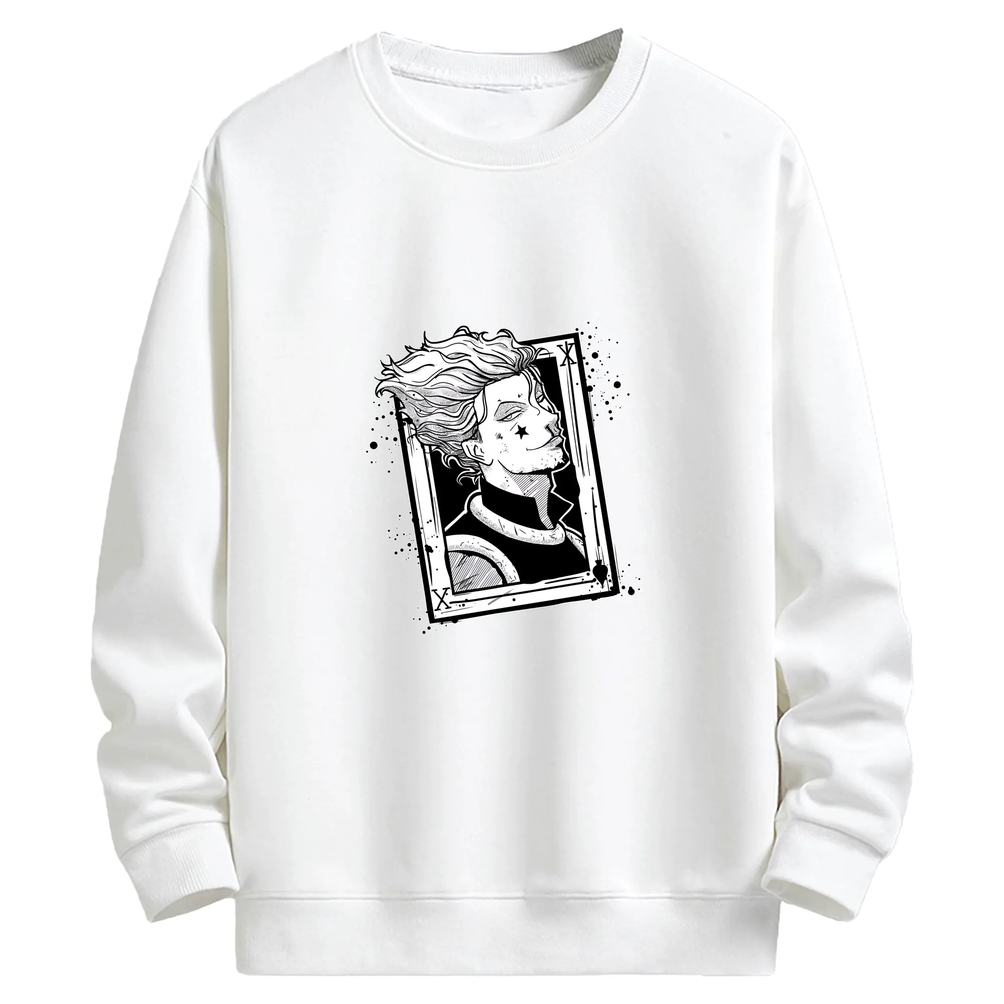 ハンター×ハンター グッズ ヒソカ＝モロウ - キッズ クルーネックスウェットシャツ ・ フロントプリント ・ 綿80％ ポリエステル20％ ・ 快適 通学 スポーツ 日常使い お散歩用