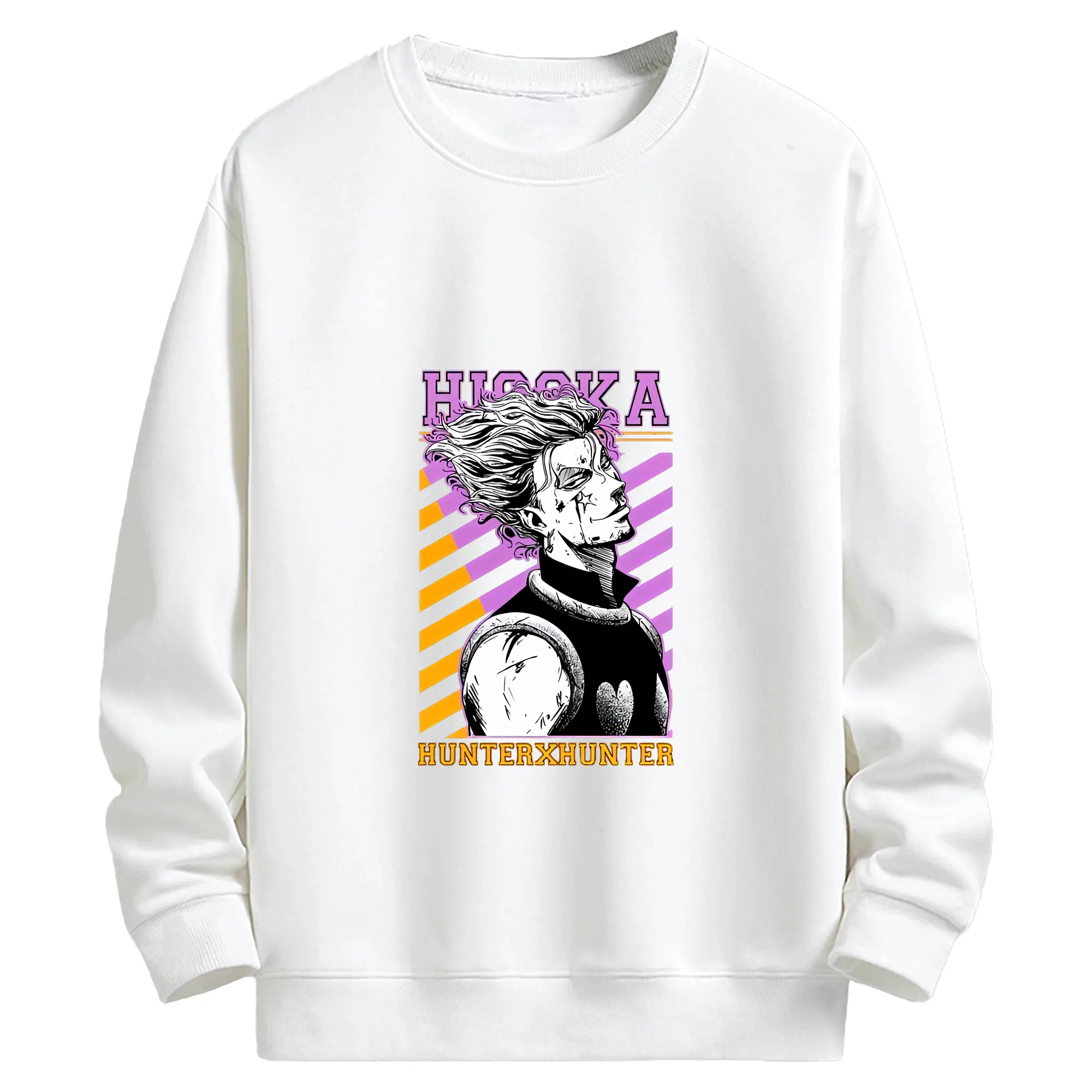 ハンター×ハンター グッズ ヒソカ＝モロウ - キッズ クルーネックスウェットシャツ ・ フロントプリント ・ 綿80％ ポリエステル20％ ・ 快適 通学 スポーツ 日常使い お散歩用