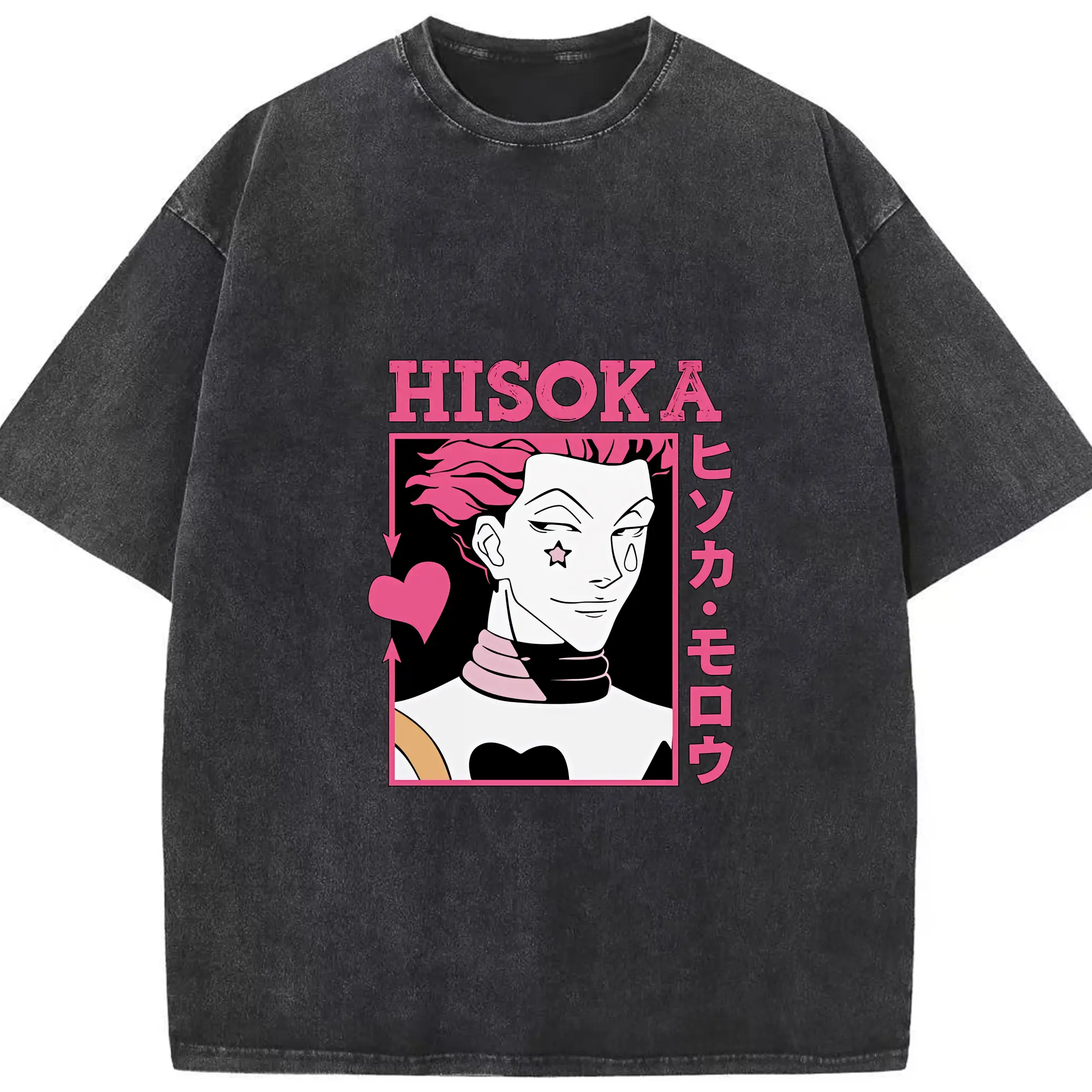 ハンター×ハンター グッズ ヒソカ＝モロウ - 綿100％ ヴィンテージ風 半袖Tシャツ ・ フロントプリント ・ 柔らか肌触り ・ 通気性 快適 ・ スポーツ カジュアル 外出用