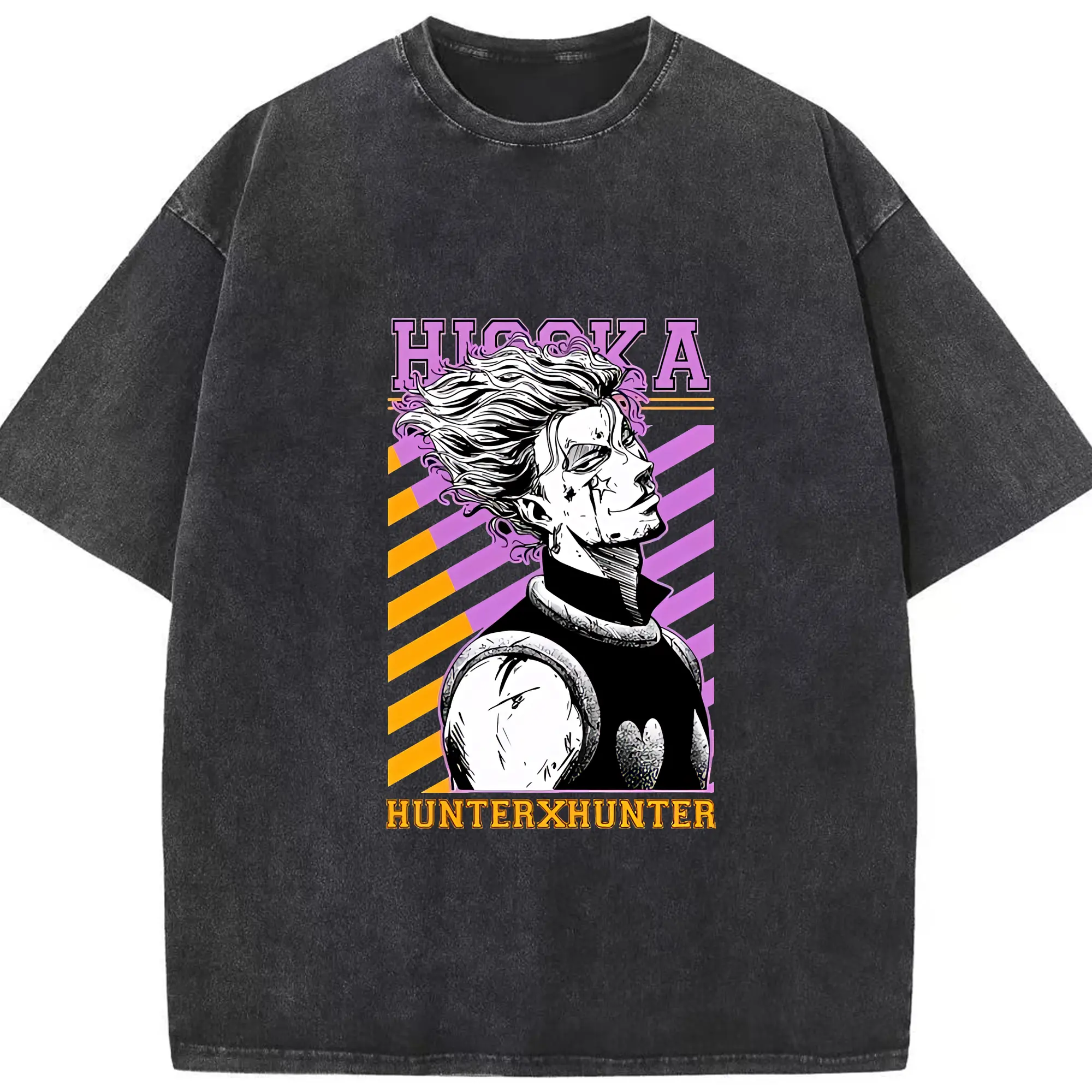 ハンター×ハンター グッズ ヒソカ＝モロウ - 綿100％ ヴィンテージ風 半袖Tシャツ ・ フロントプリント ・ 柔らか肌触り ・ 通気性 快適 ・ スポーツ カジュアル 外出用