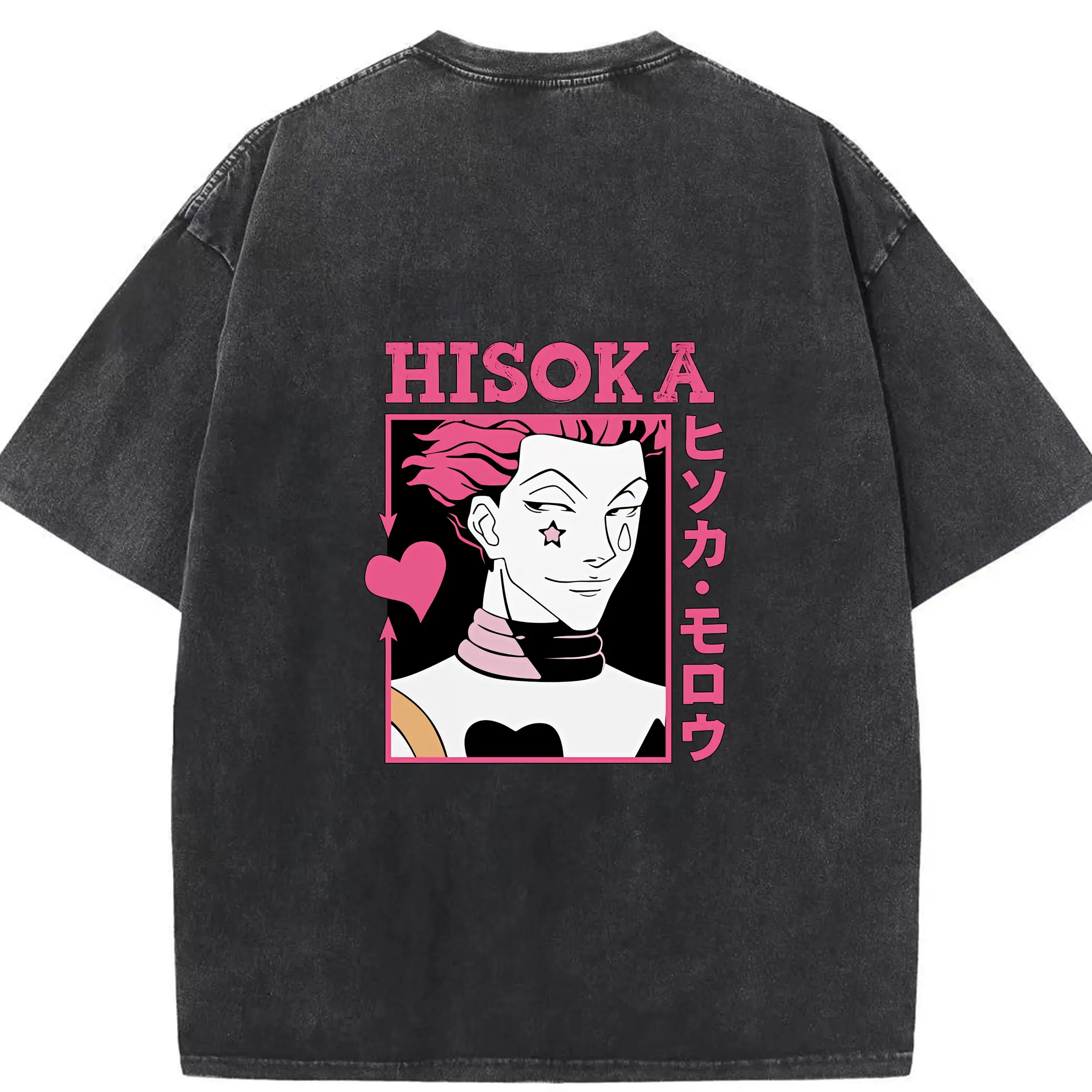 ハンター×ハンター グッズ ヒソカ＝モロウ - 綿100％ ヴィンテージ風 半袖Tシャツ ・ 背面プリント ・ 柔らか肌触り ・ 通気性 快適 ・ スポーツ カジュアル 外出用