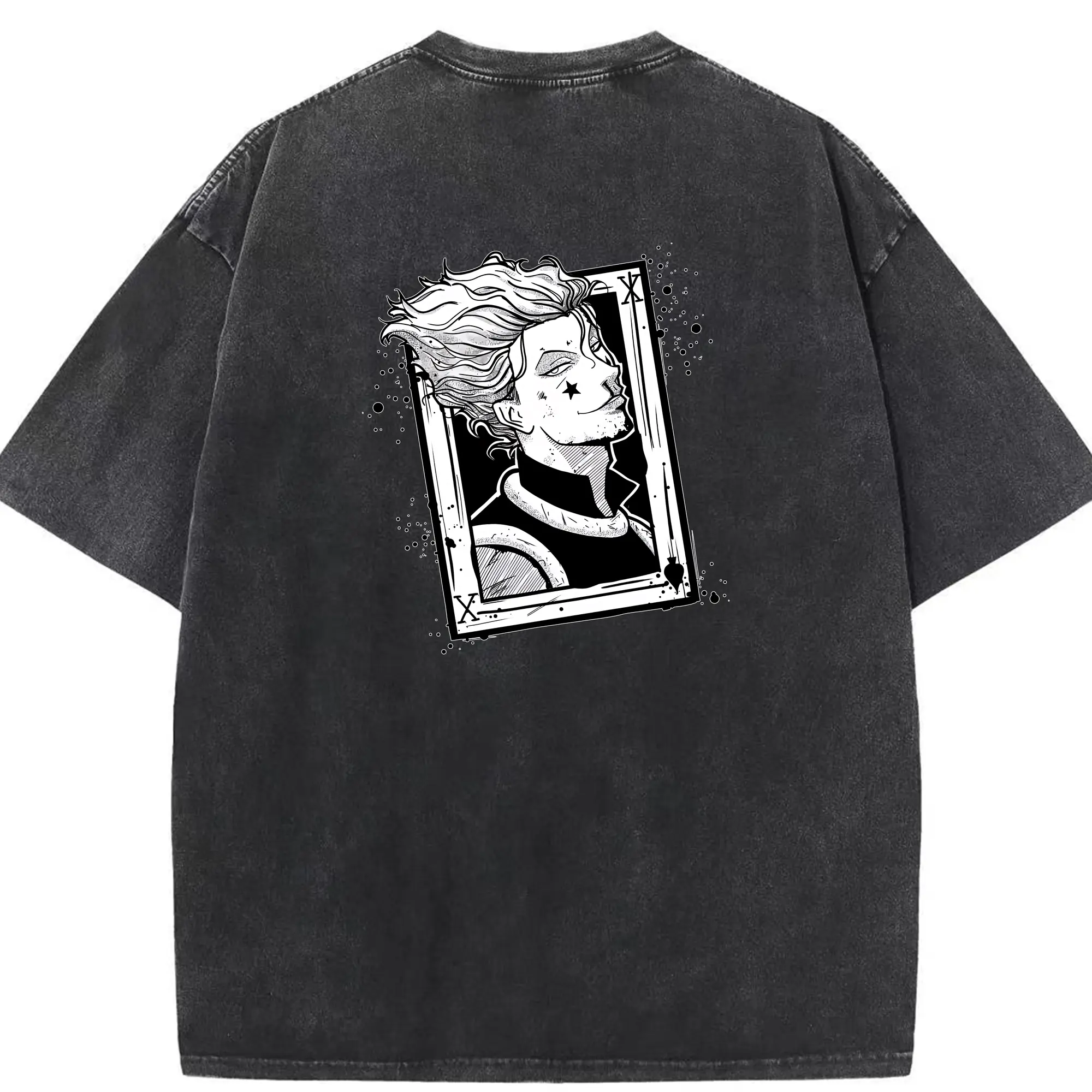 ハンター×ハンター グッズ ヒソカ＝モロウ - 綿100％ ヴィンテージ風 半袖Tシャツ ・ 背面プリント ・ 柔らか肌触り ・ 通気性 快適 ・ スポーツ カジュアル 外出用