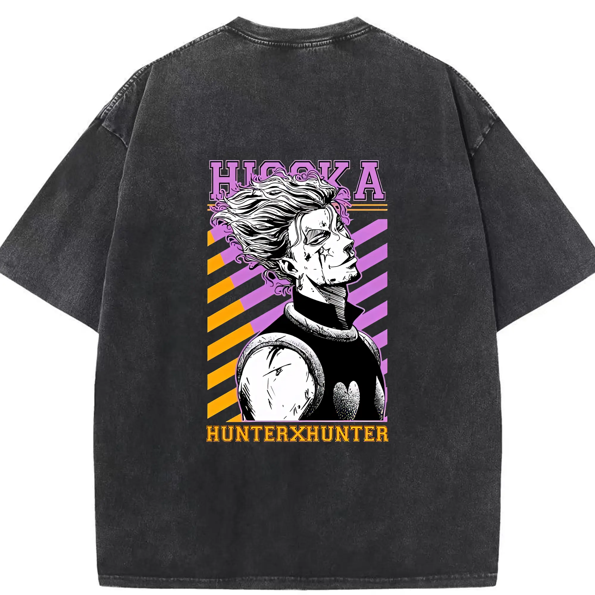 ハンター×ハンター グッズ ヒソカ＝モロウ - 綿100％ ヴィンテージ風 半袖Tシャツ ・ 背面プリント ・ 柔らか肌触り ・ 通気性 快適 ・ スポーツ カジュアル 外出用