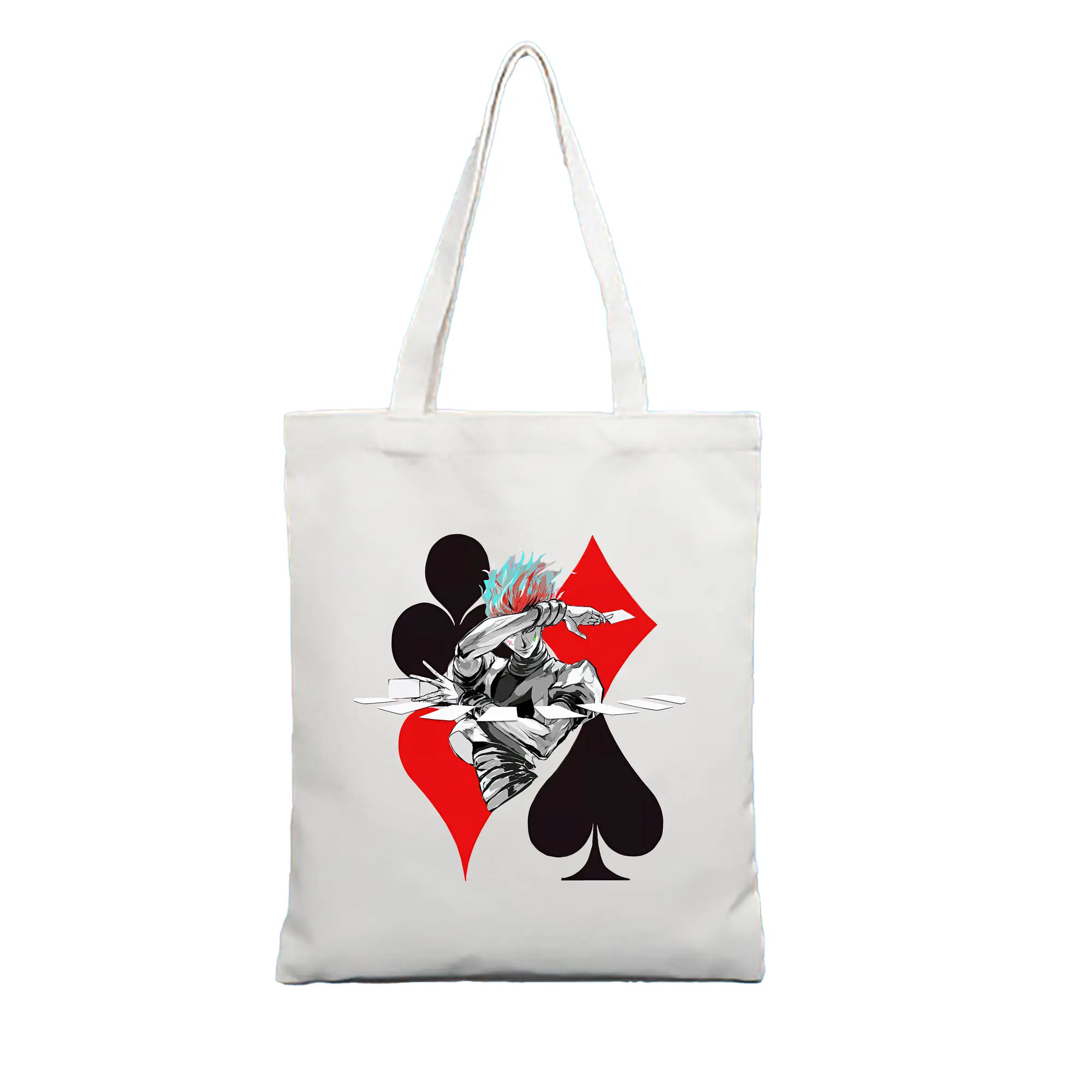 ハンター×ハンター グッズ ヒソカ＝モロウ - 縦型キャンバス手提げバッグ（トートバッグ） ・ キャンバス素材 ・ ショッピング用 ・ 軽量 丈夫 お手入れ簡単