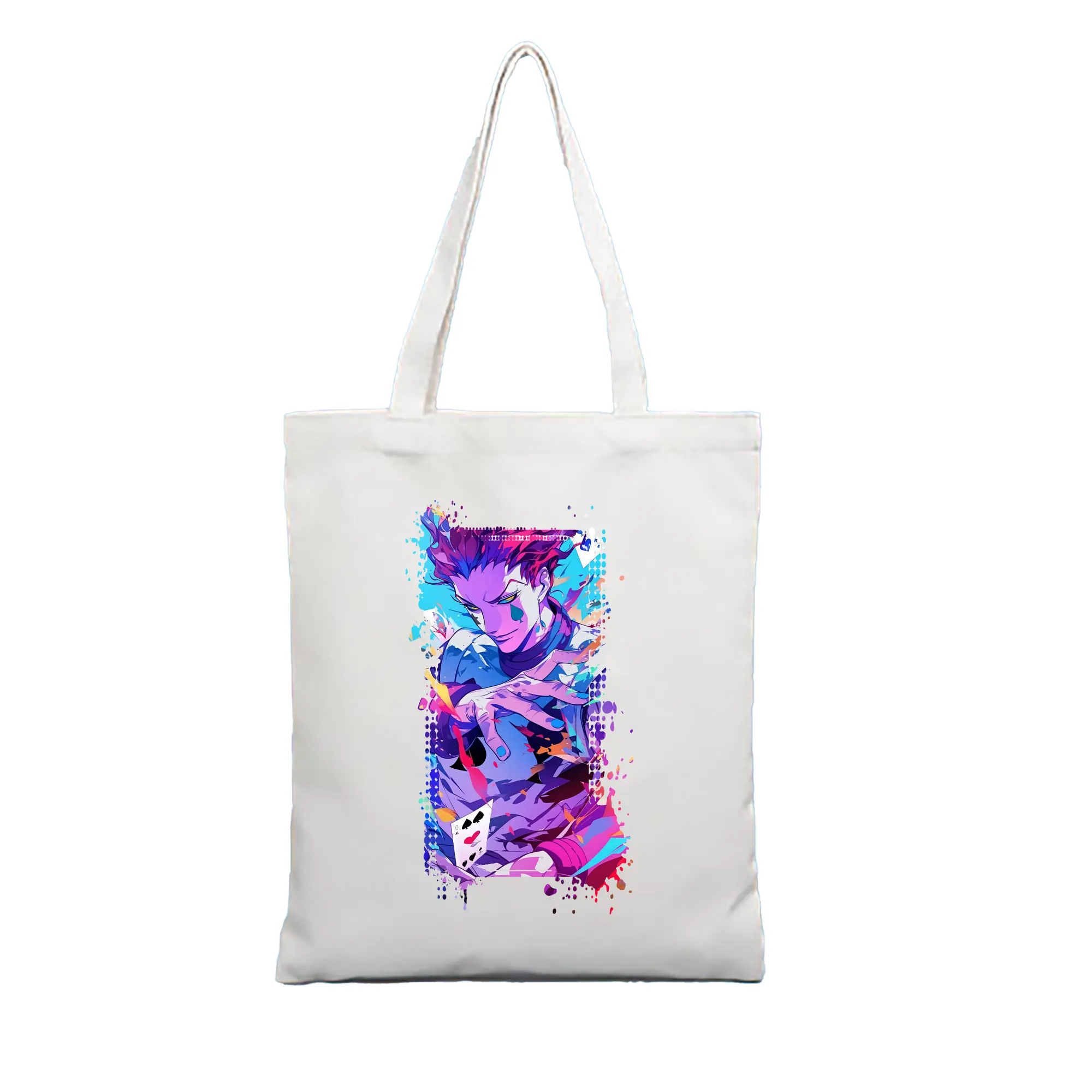 ハンター×ハンター グッズ ヒソカ＝モロウ - 縦型キャンバス手提げバッグ（トートバッグ） ・ キャンバス素材 ・ ショッピング用 ・ 軽量 丈夫 お手入れ簡単