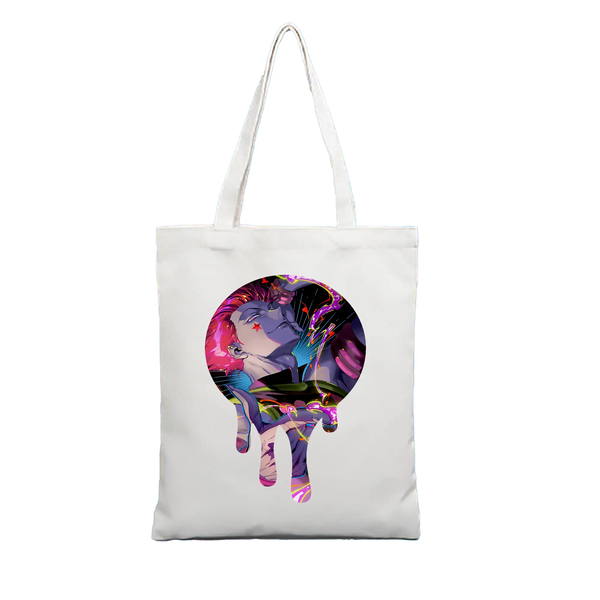 ハンター×ハンター グッズ ヒソカ＝モロウ - 縦型キャンバス手提げバッグ（トートバッグ） ・ キャンバス素材 ・ ショッピング用 ・ 軽量 丈夫 お手入れ簡単