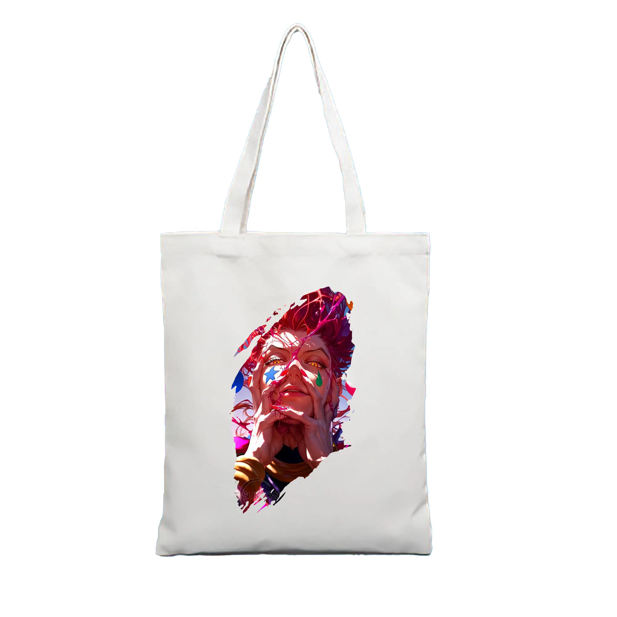 ハンター×ハンター グッズ ヒソカ＝モロウ - 縦型キャンバス手提げバッグ（トートバッグ） ・ キャンバス素材 ・ ショッピング用 ・ 軽量 丈夫 お手入れ簡単