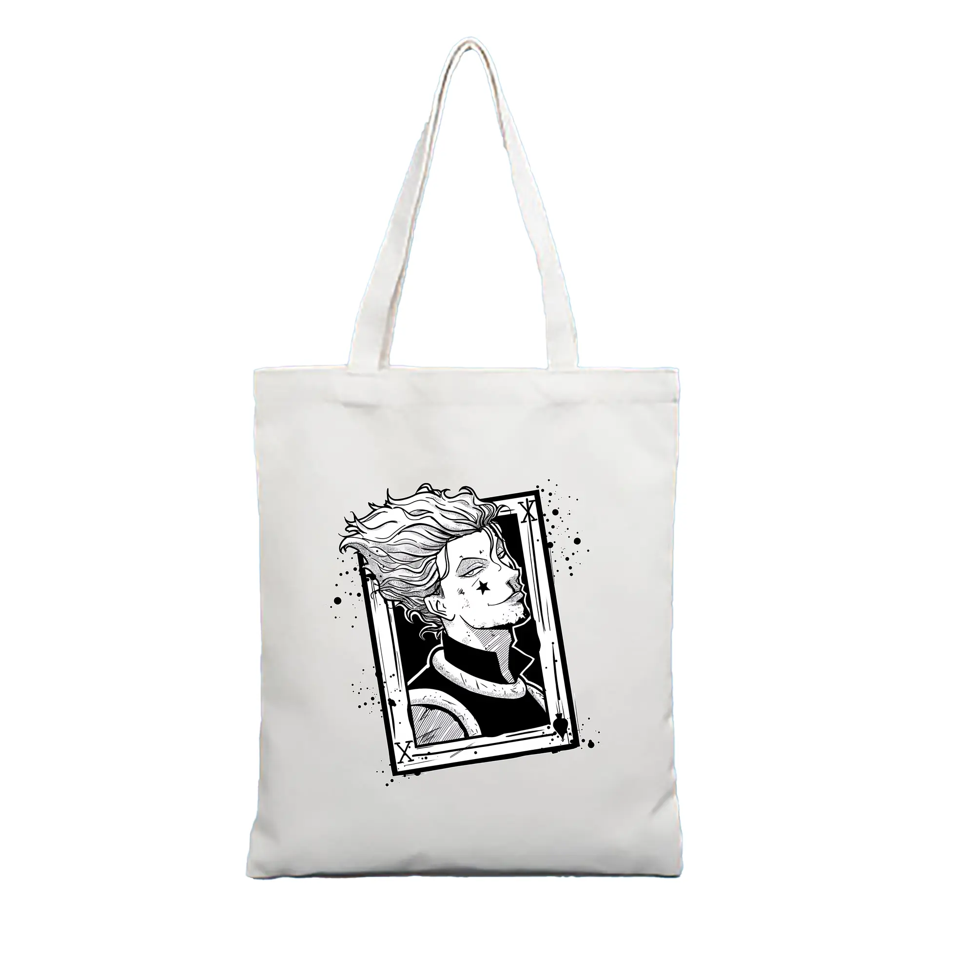 ハンター×ハンター グッズ ヒソカ＝モロウ - 縦型キャンバス手提げバッグ（トートバッグ） ・ キャンバス素材 ・ ショッピング用 ・ 軽量 丈夫 お手入れ簡単