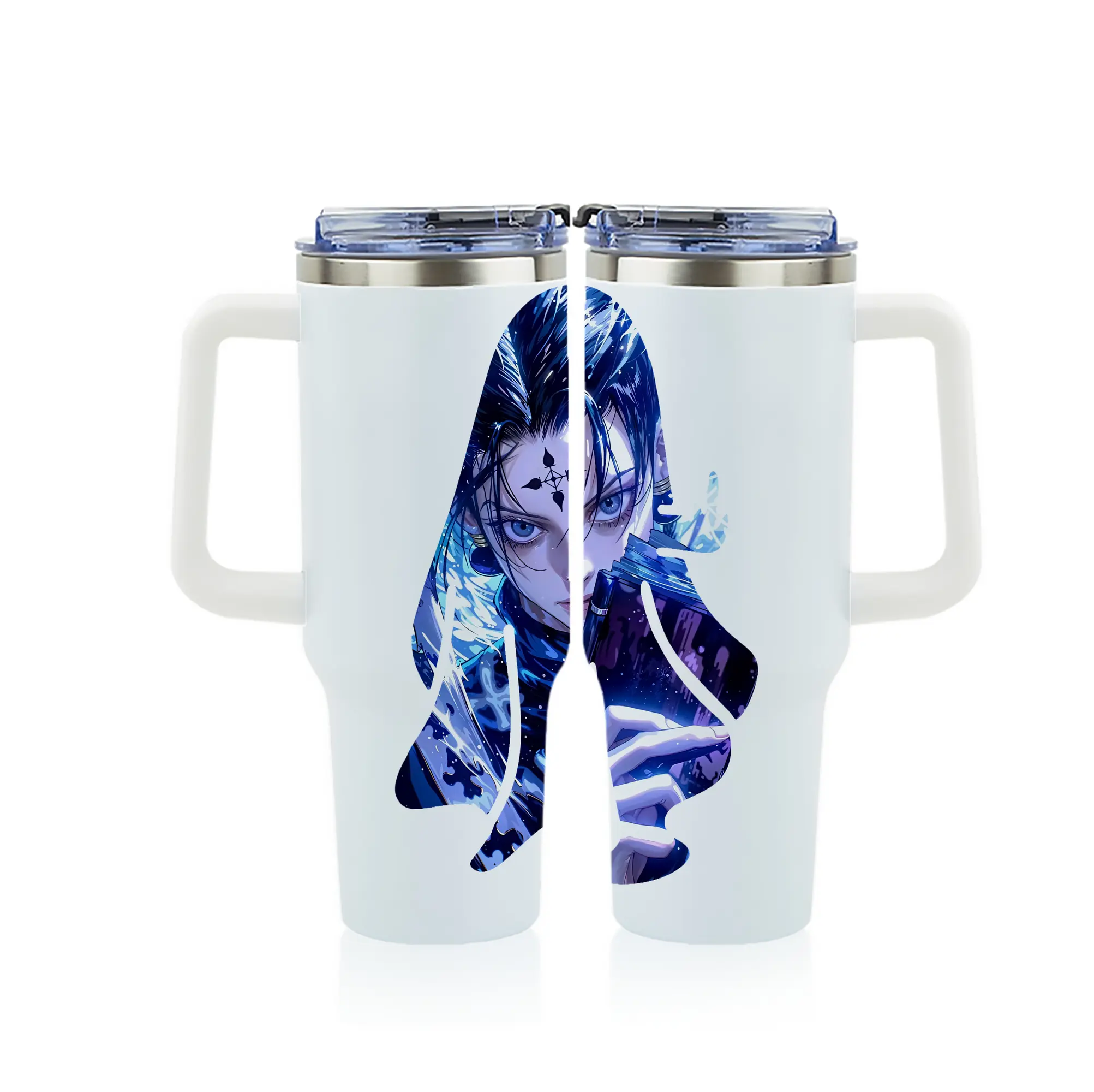 ハンター×ハンター グッズ クロロ＝ルシルフル - 1200mL フルプリント車用タンブラー ・ 304ステンレス 内側 ・ 201ステンレス 外側 ・ 保温 保冷 ・ 通勤 ドライブ アウトドア用