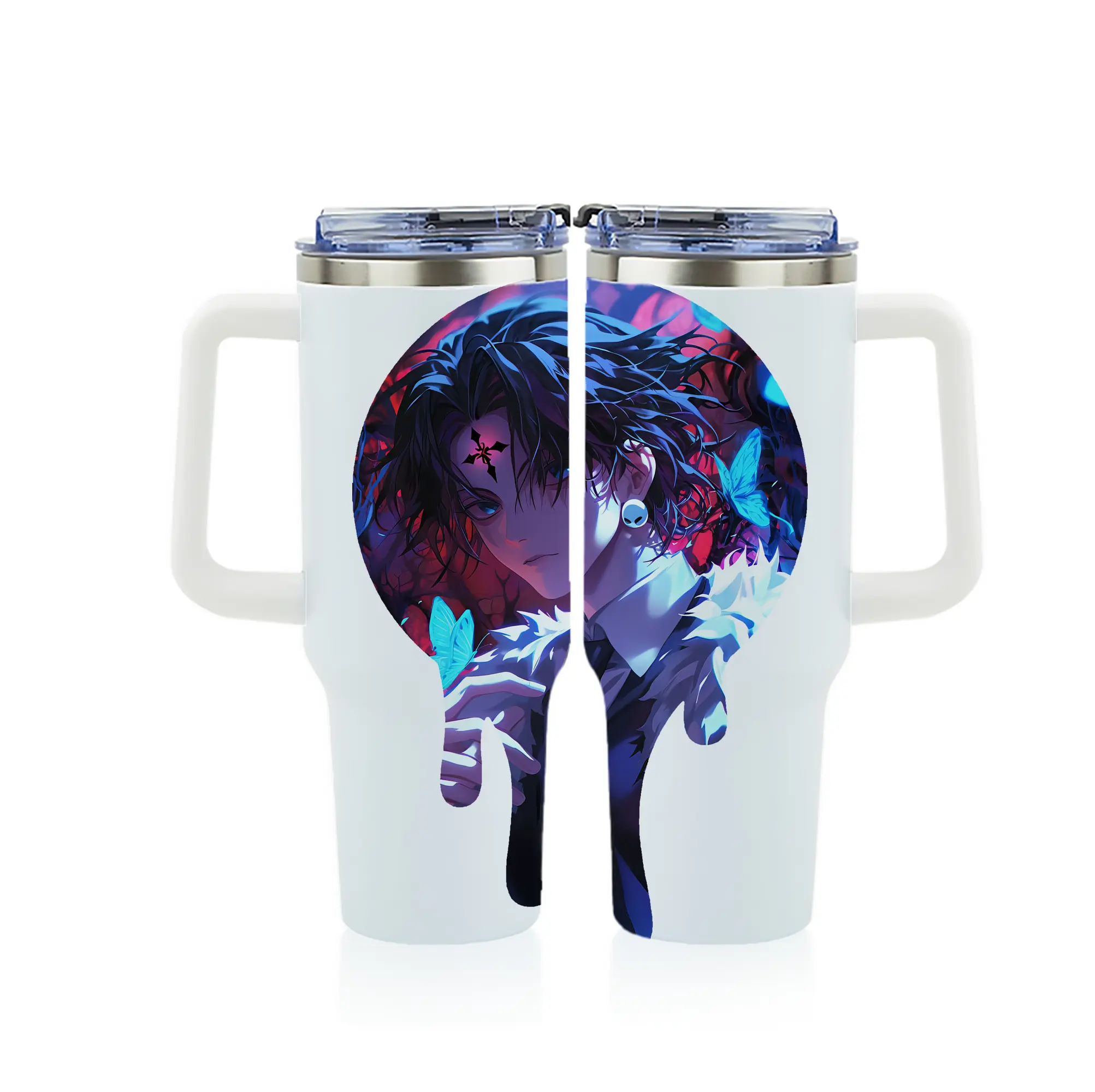 ハンター×ハンター グッズ クロロ＝ルシルフル - 1200mL フルプリント車用タンブラー ・ 304ステンレス 内側 ・ 201ステンレス 外側 ・ 保温 保冷 ・ 通勤 ドライブ アウトドア用