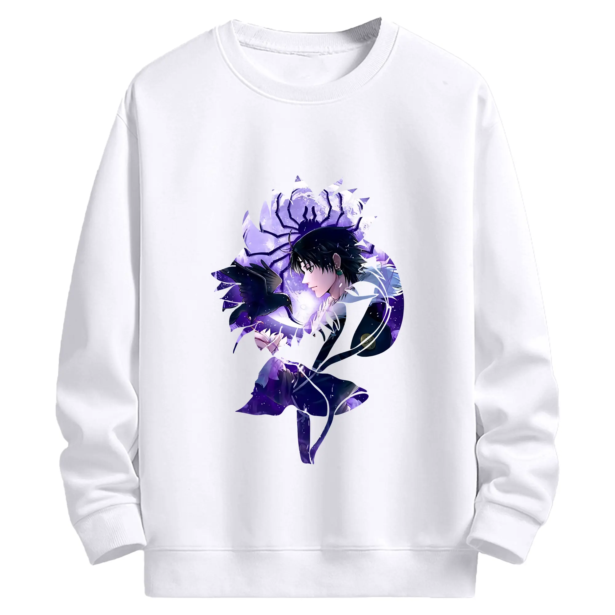 ハンター×ハンター グッズ クロロ＝ルシルフル - 高品質 クルーネック スウェット ・ コットン59％ ポリエステル41％ ・ ユニセックス 長袖 トレーナー ・ カジュアル デイリー スポーツ 散歩用