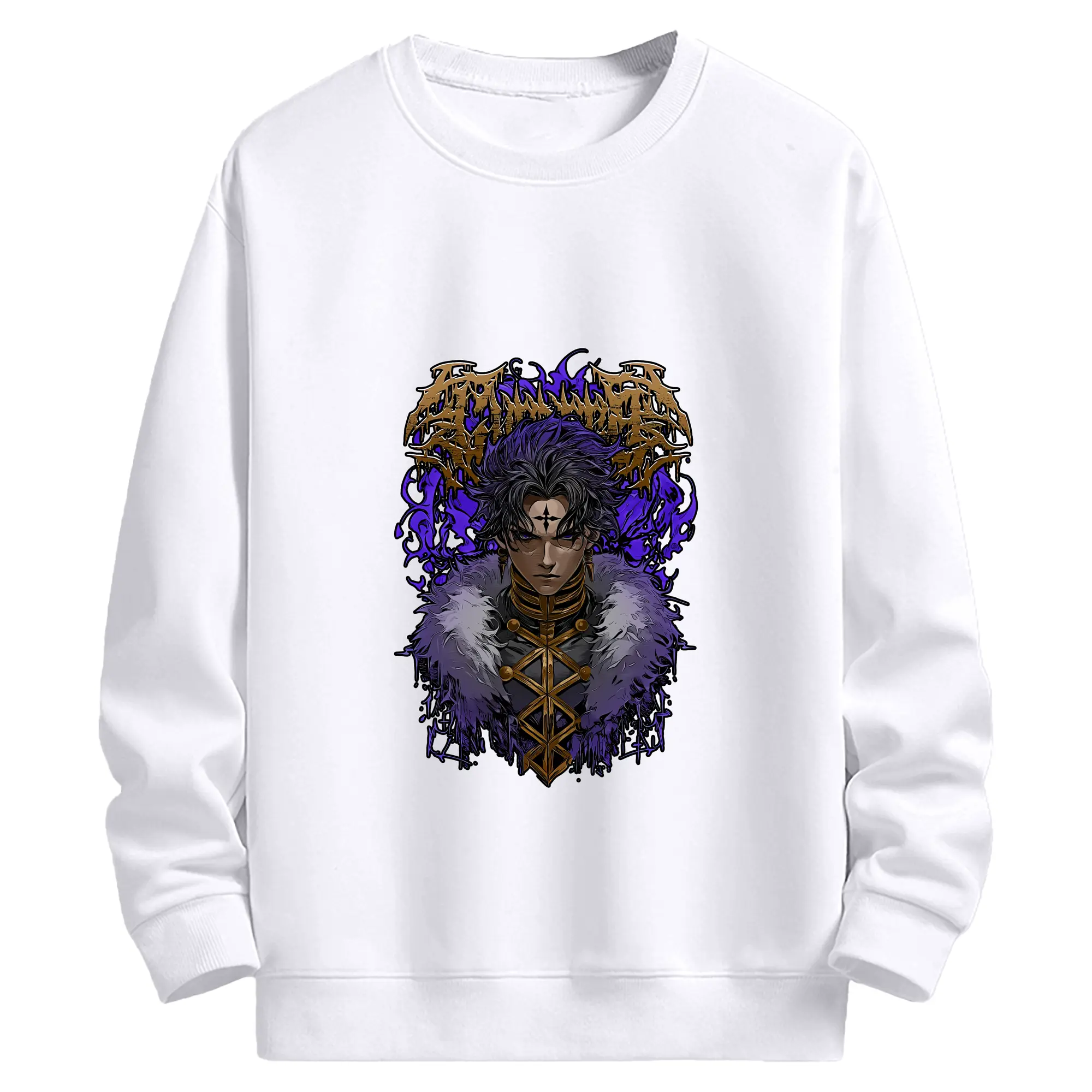 ハンター×ハンター グッズ クロロ＝ルシルフル - 高品質 クルーネック スウェット ・ コットン59％ ポリエステル41％ ・ ユニセックス 長袖 トレーナー ・ カジュアル デイリー スポーツ 散歩用