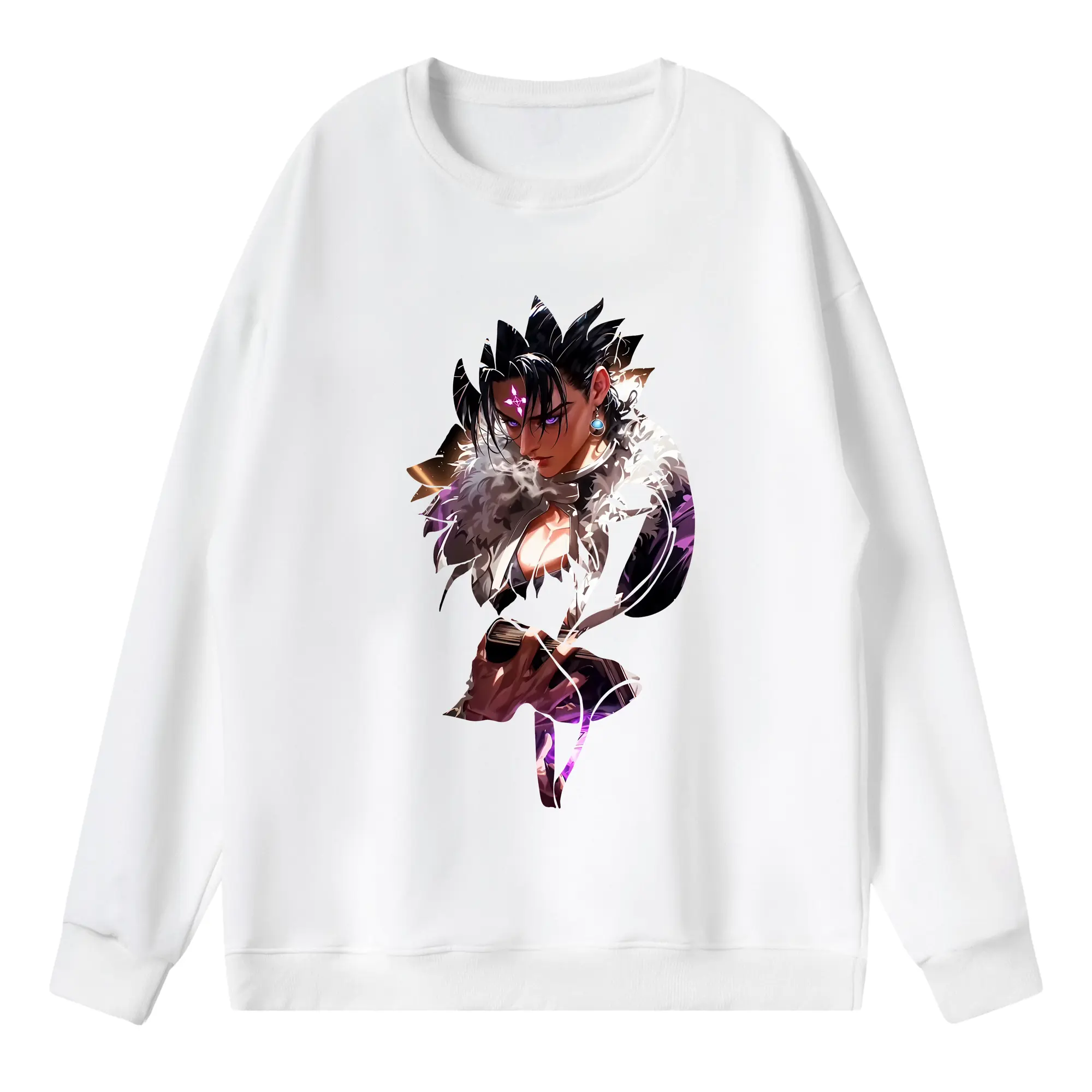 ハンター×ハンター グッズ クロロ＝ルシルフル - 薄手 クルーネック スウェット 裏毛260g · ポリエステル 春秋向け カジュアル 男女兼用 · トレーナー デイリー スポーツ 散歩に最適