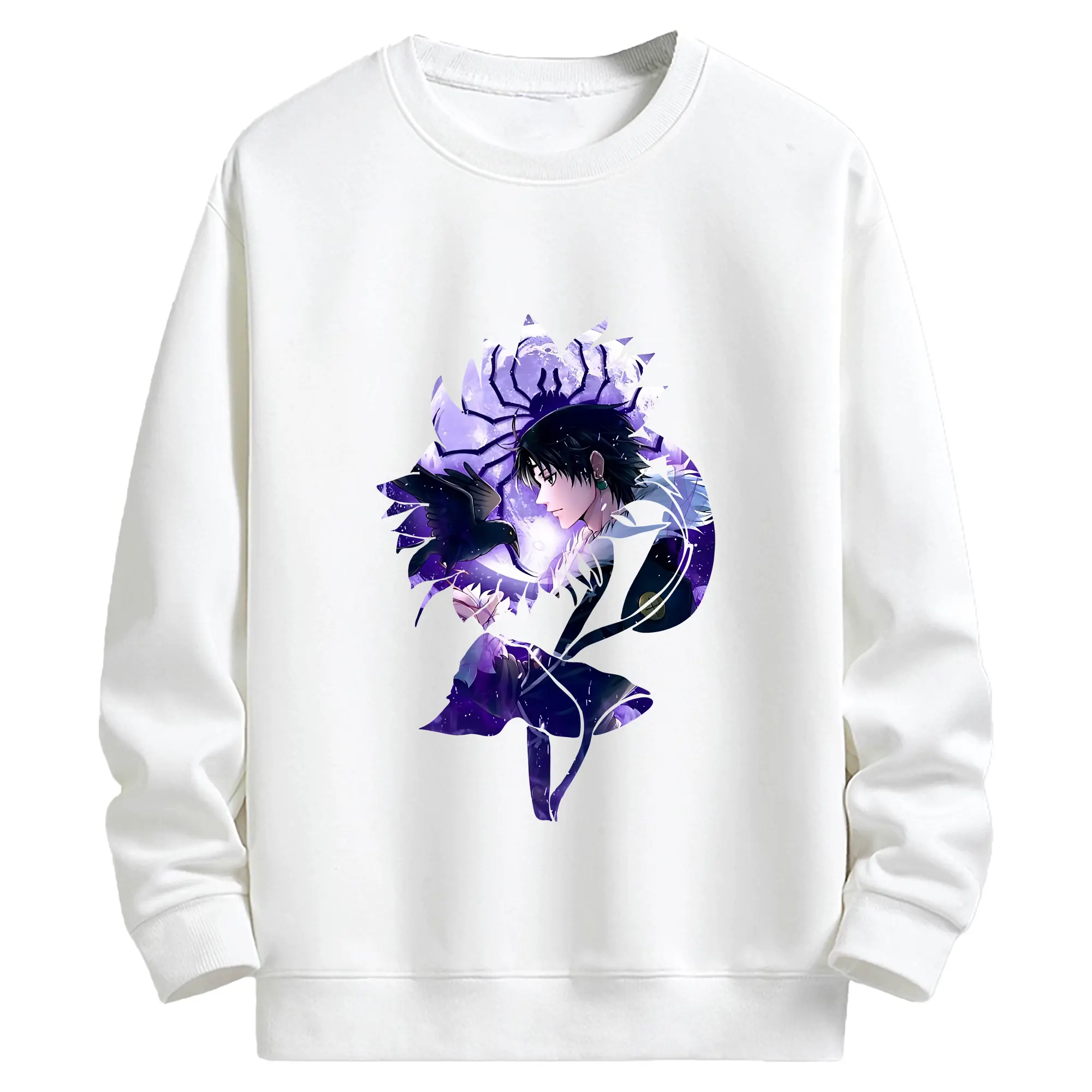 ハンター×ハンター グッズ クロロ＝ルシルフル - キッズ クルーネックスウェットシャツ ・ フロントプリント ・ 綿80％ ポリエステル20％ ・ 快適 通学 スポーツ 日常使い お散歩用