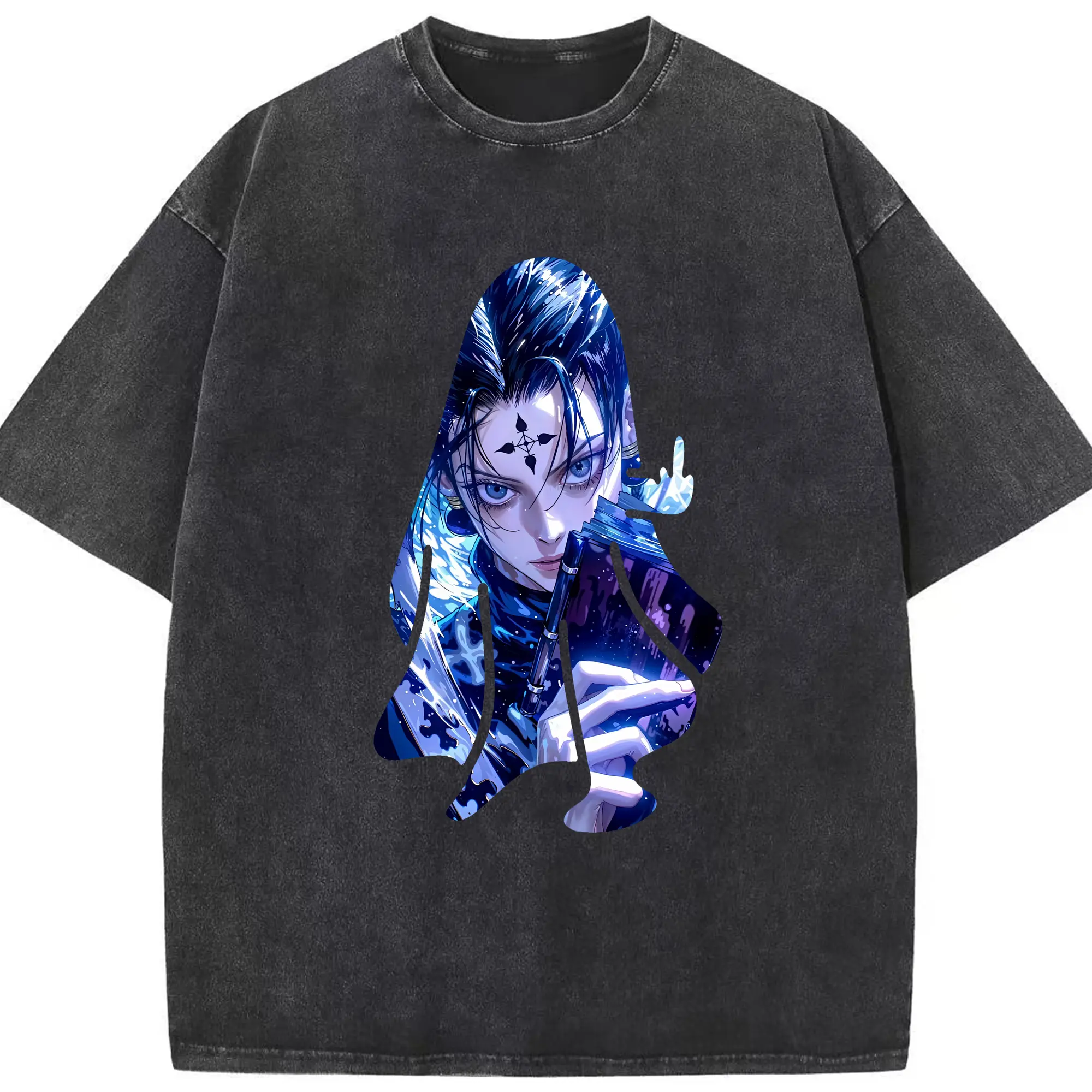 ハンター×ハンター グッズ クロロ＝ルシルフル - 綿100％ ヴィンテージ風 半袖Tシャツ ・ フロントプリント ・ 柔らか肌触り ・ 通気性 快適 ・ スポーツ カジュアル 外出用