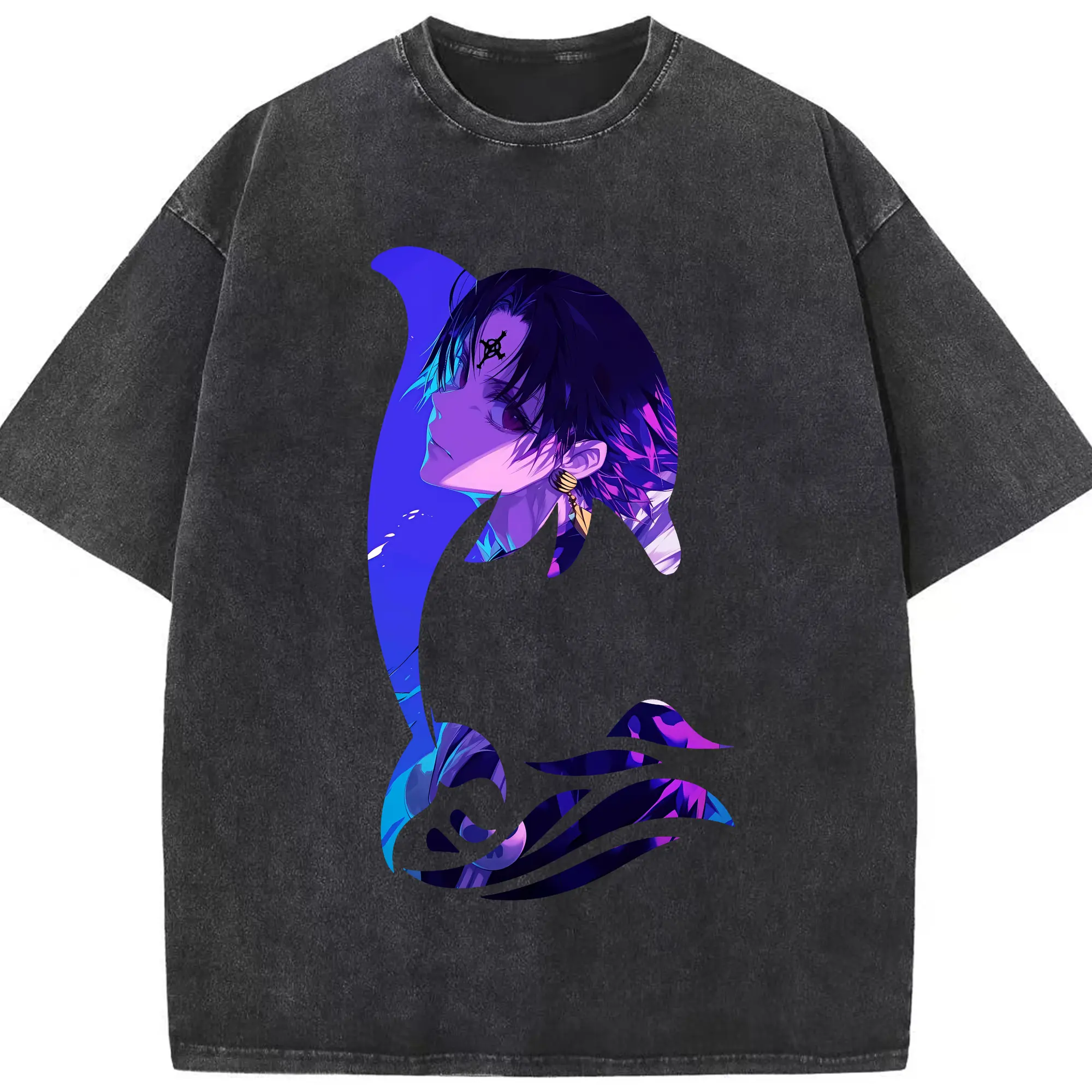 ハンター×ハンター グッズ クロロ＝ルシルフル - 綿100％ ヴィンテージ風 半袖Tシャツ ・ フロントプリント ・ 柔らか肌触り ・ 通気性 快適 ・ スポーツ カジュアル 外出用