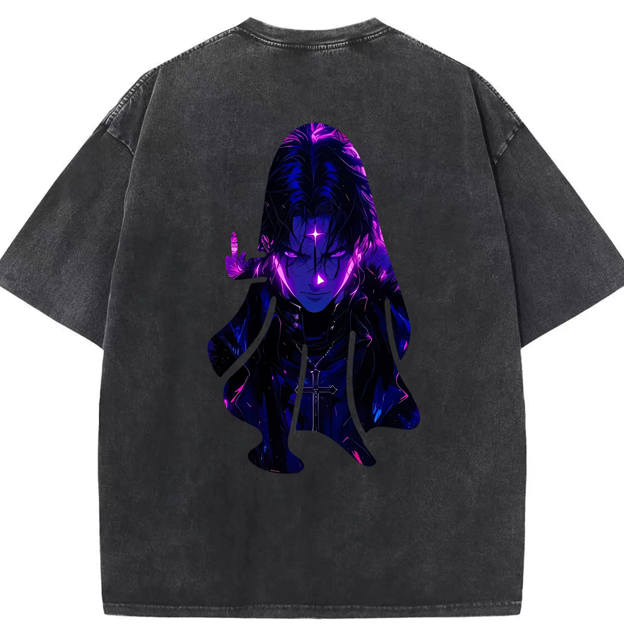 ハンター×ハンター グッズ クロロ＝ルシルフル - 綿100％ ヴィンテージ風 半袖Tシャツ ・ 背面プリント ・ 柔らか肌触り ・ 通気性 快適 ・ スポーツ カジュアル 外出用