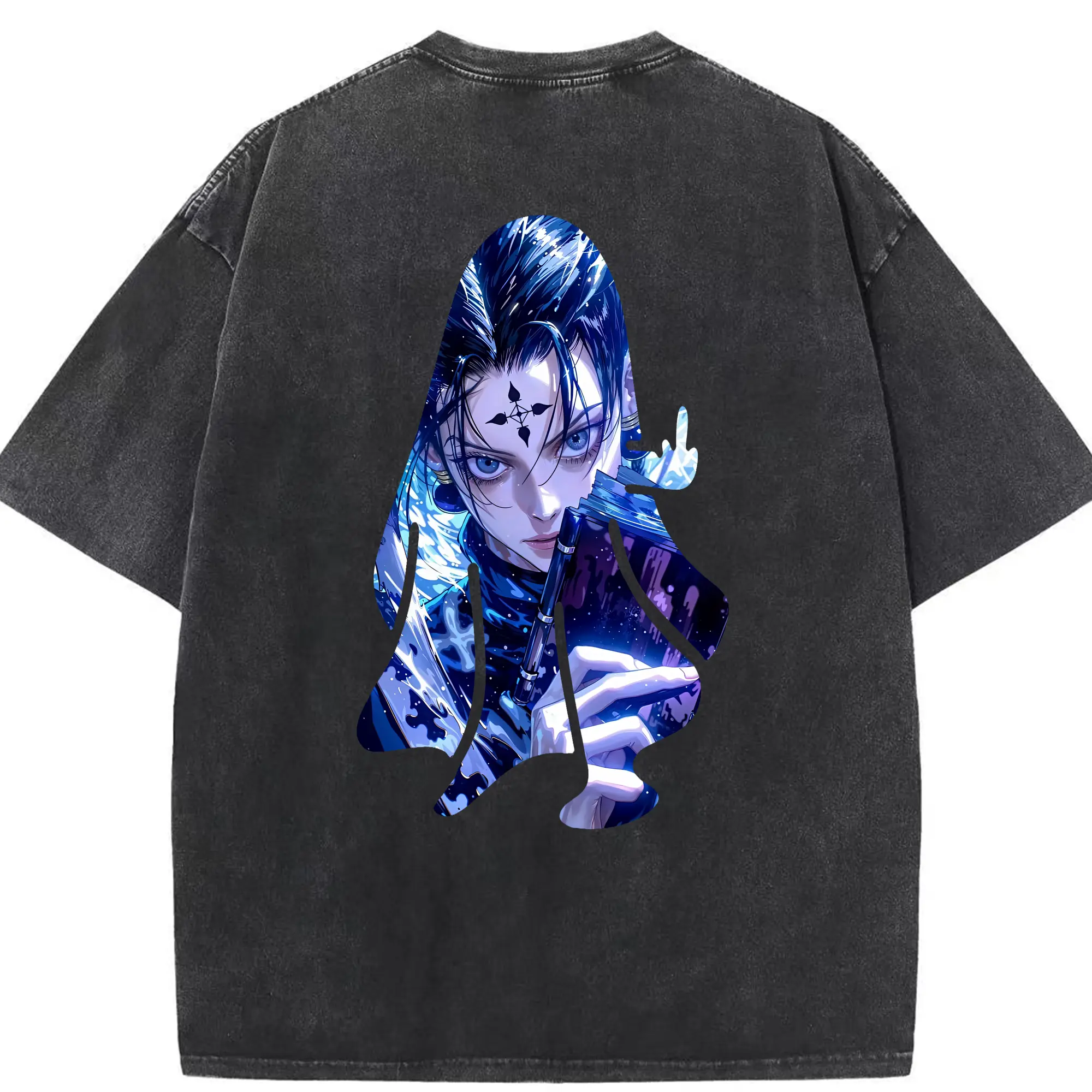 ハンター×ハンター グッズ クロロ＝ルシルフル - 綿100％ ヴィンテージ風 半袖Tシャツ ・ 背面プリント ・ 柔らか肌触り ・ 通気性 快適 ・ スポーツ カジュアル 外出用