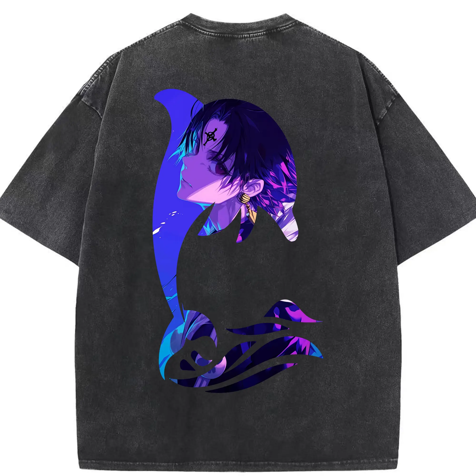 ハンター×ハンター グッズ クロロ＝ルシルフル - 綿100％ ヴィンテージ風 半袖Tシャツ ・ 背面プリント ・ 柔らか肌触り ・ 通気性 快適 ・ スポーツ カジュアル 外出用