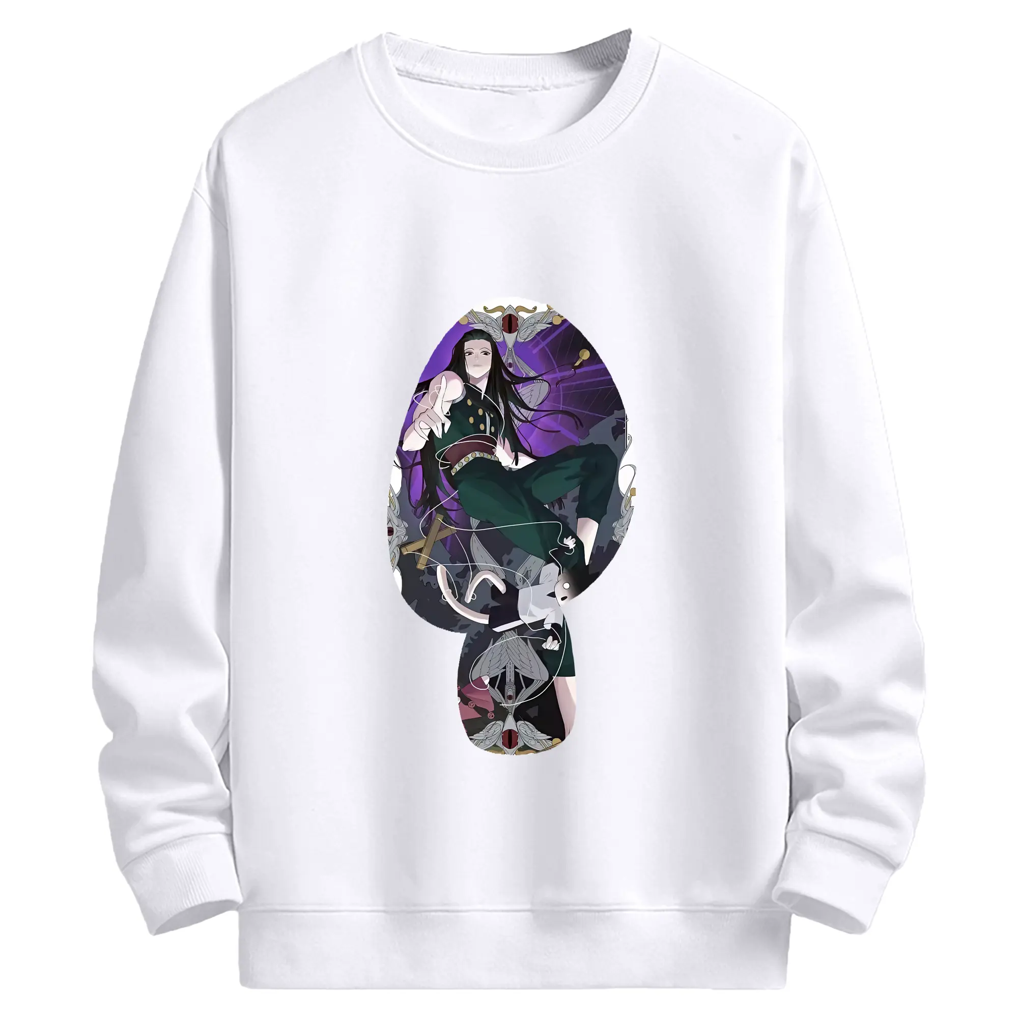 ハンター×ハンター グッズ イルミ＝ゾルディック - 高品質 クルーネック スウェット ・ コットン59％ ポリエステル41％ ・ ユニセックス 長袖 トレーナー ・ カジュアル デイリー スポーツ 散歩用