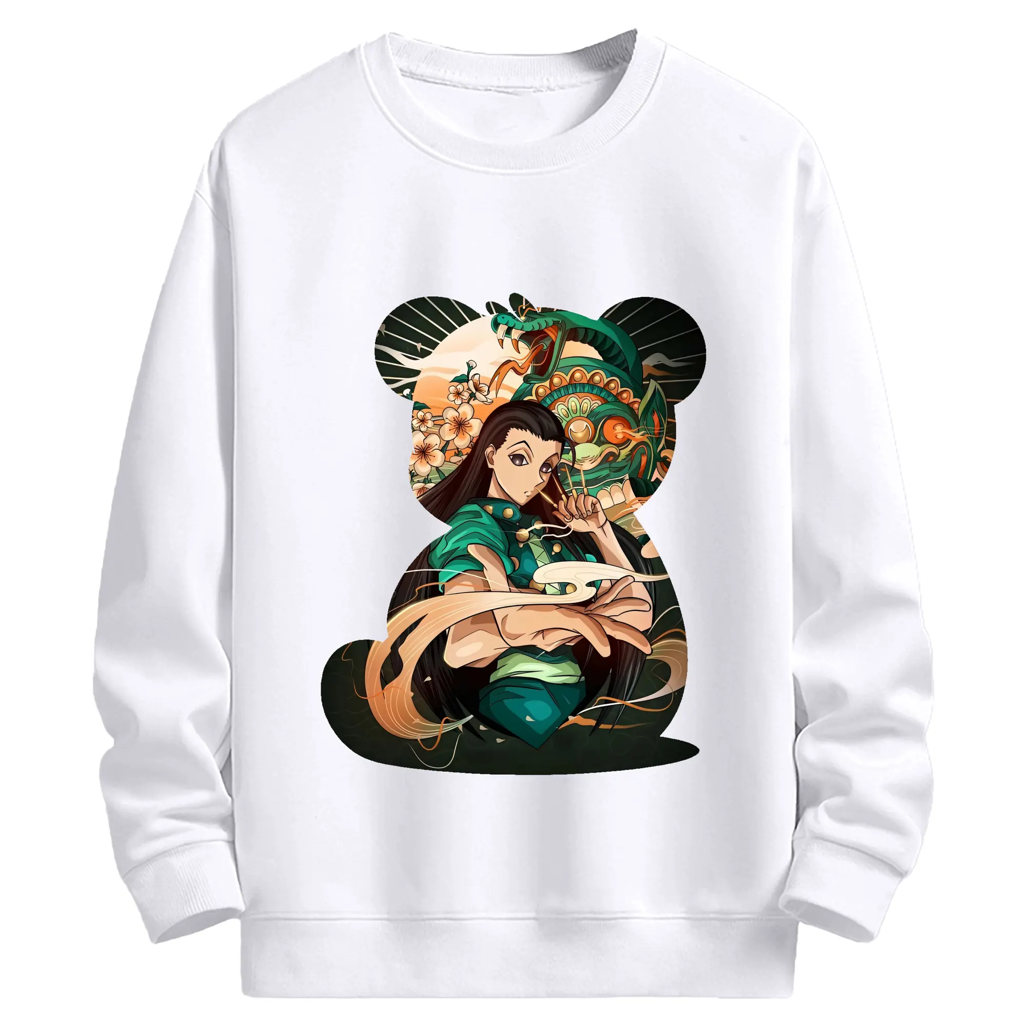 ハンター×ハンター グッズ イルミ＝ゾルディック - 高品質 クルーネック スウェット ・ コットン59％ ポリエステル41％ ・ ユニセックス 長袖 トレーナー ・ カジュアル デイリー スポーツ 散歩用