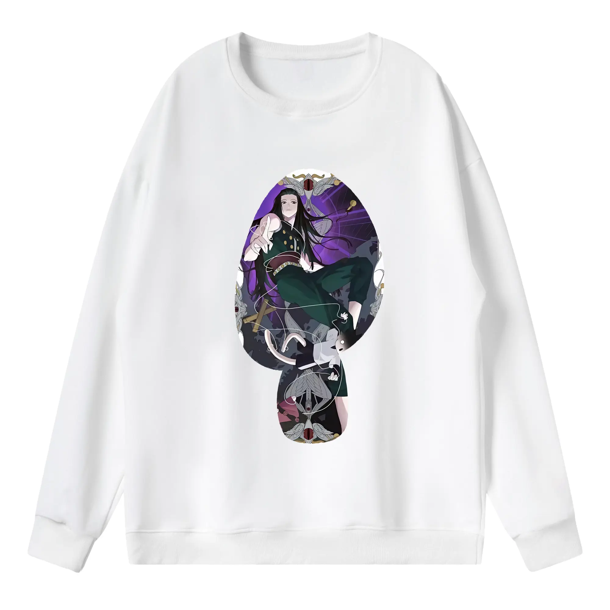 ハンター×ハンター グッズ イルミ＝ゾルディック - 薄手 クルーネック スウェット 裏毛260g · ポリエステル 春秋向け カジュアル 男女兼用 · トレーナー デイリー スポーツ 散歩に最適