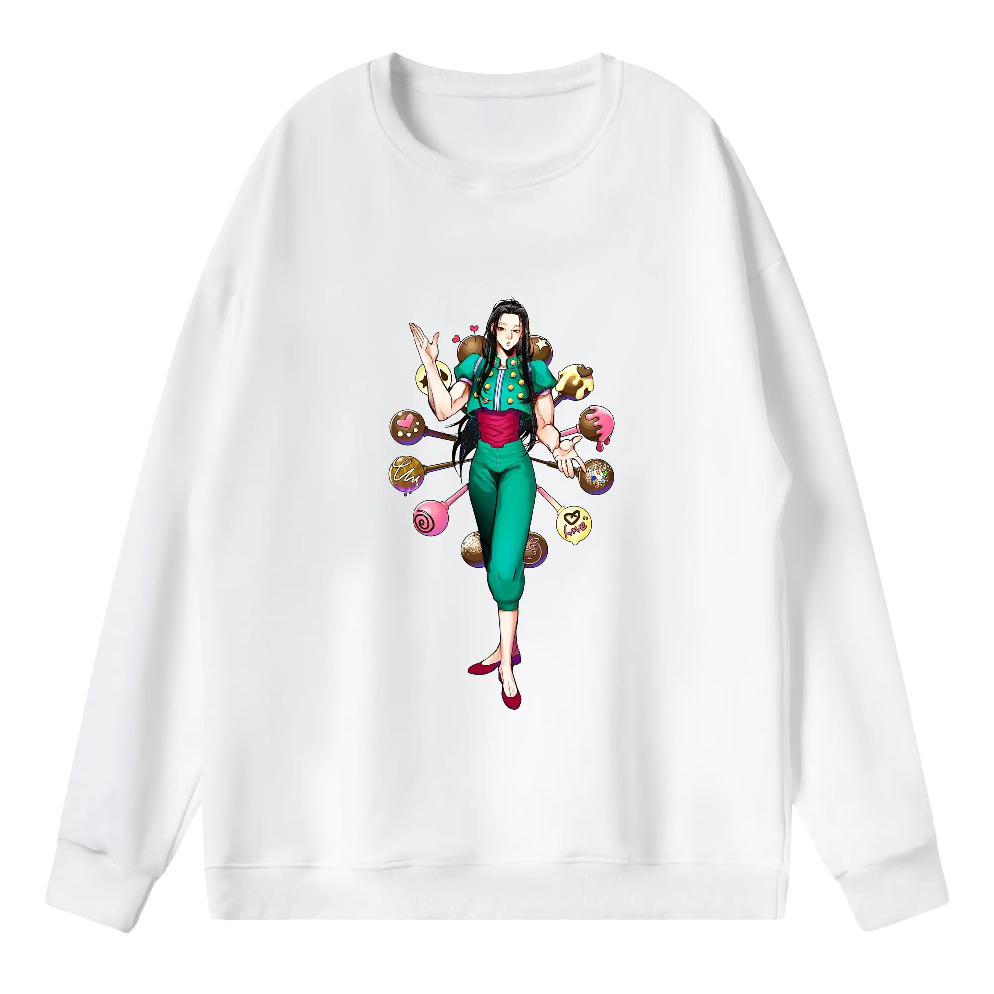 ハンター×ハンター グッズ イルミ＝ゾルディック - 薄手 クルーネック スウェット 裏毛260g · ポリエステル 春秋向け カジュアル 男女兼用 · トレーナー デイリー スポーツ 散歩に最適