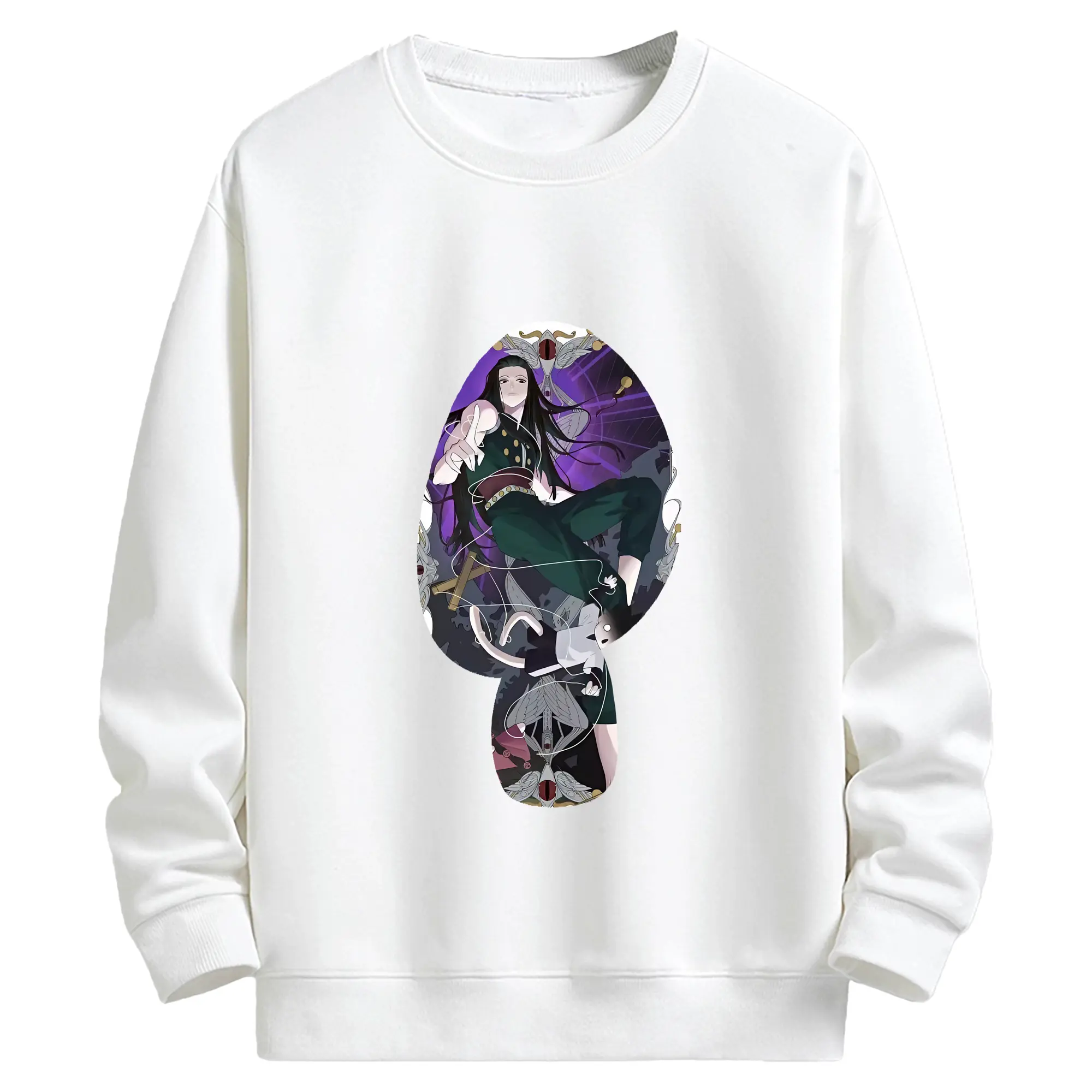 ハンター×ハンター グッズ イルミ＝ゾルディック - キッズ クルーネックスウェットシャツ ・ フロントプリント ・ 綿80％ ポリエステル20％ ・ 快適 通学 スポーツ 日常使い お散歩用