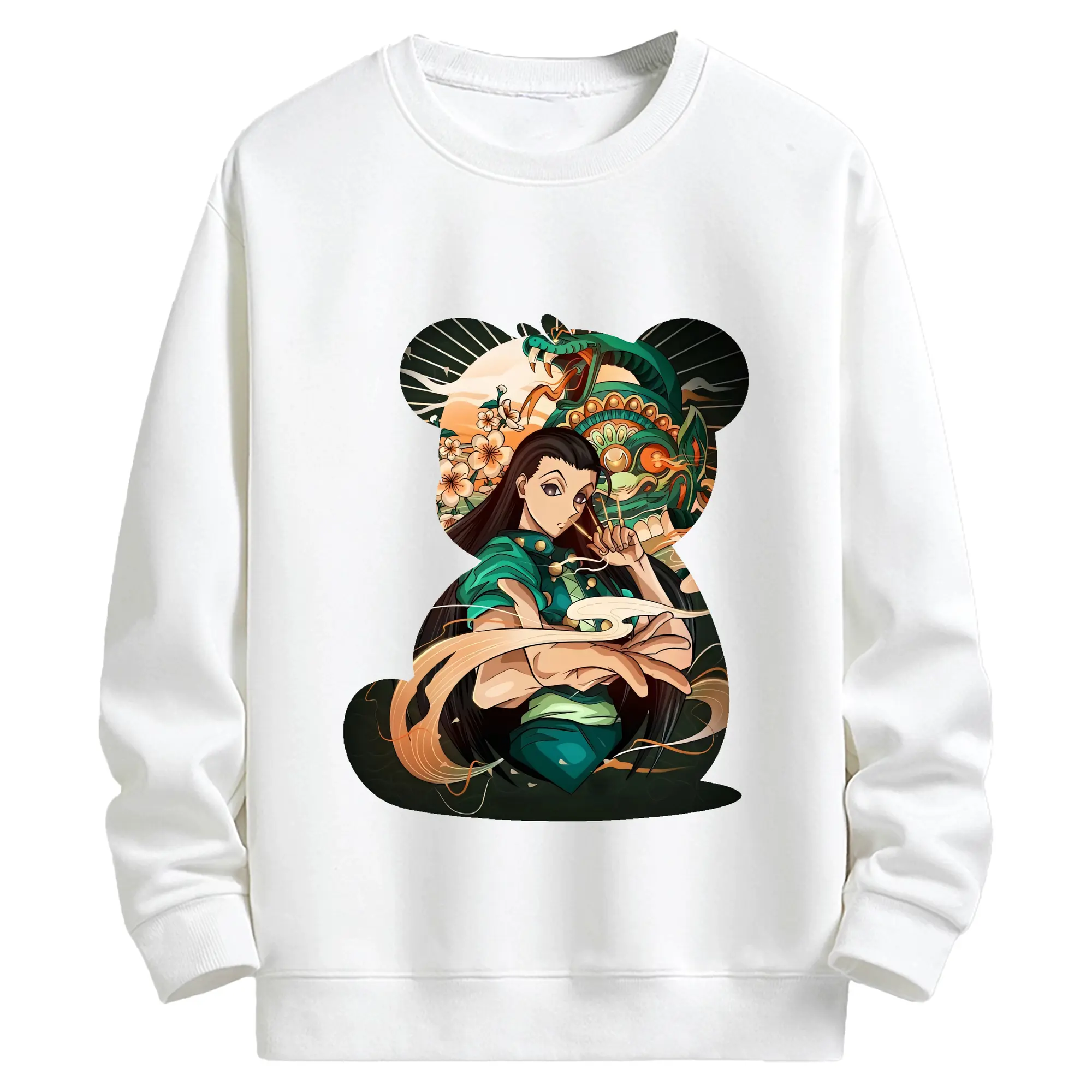 ハンター×ハンター グッズ イルミ＝ゾルディック - キッズ クルーネックスウェットシャツ ・ フロントプリント ・ 綿80％ ポリエステル20％ ・ 快適 通学 スポーツ 日常使い お散歩用