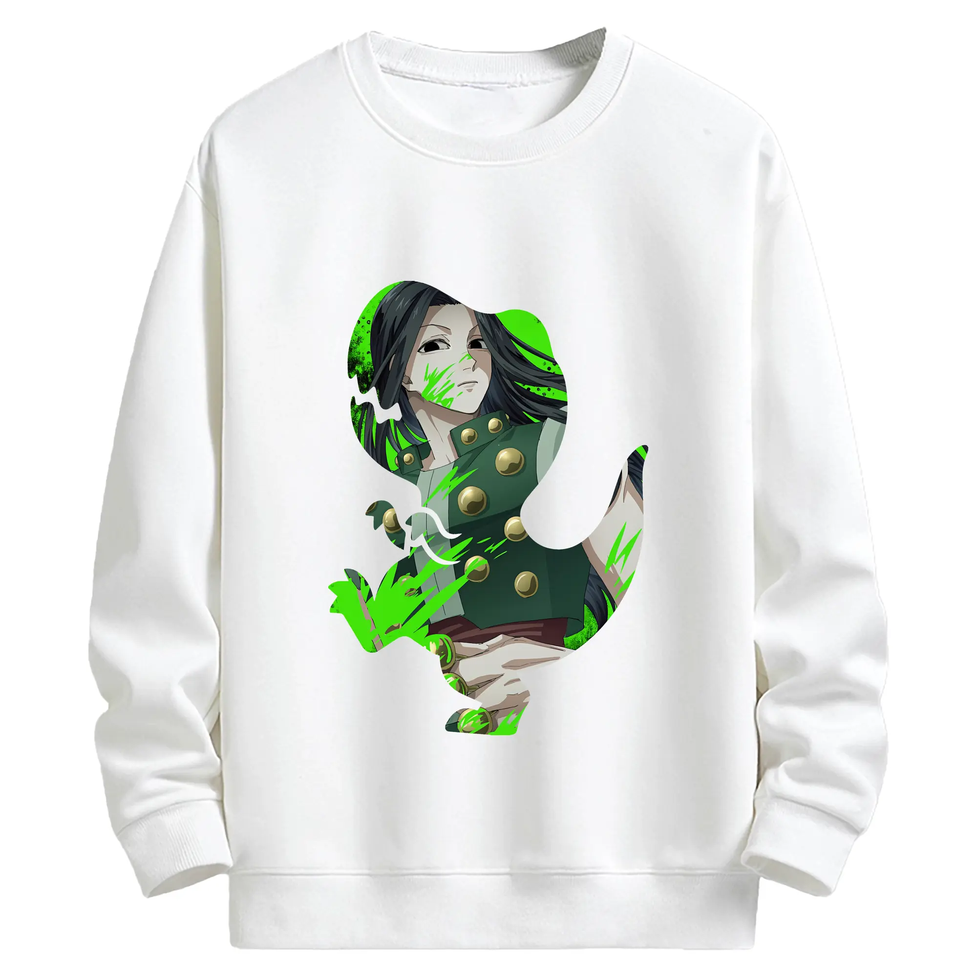 ハンター×ハンター グッズ イルミ＝ゾルディック - キッズ クルーネックスウェットシャツ ・ フロントプリント ・ 綿80％ ポリエステル20％ ・ 快適 通学 スポーツ 日常使い お散歩用