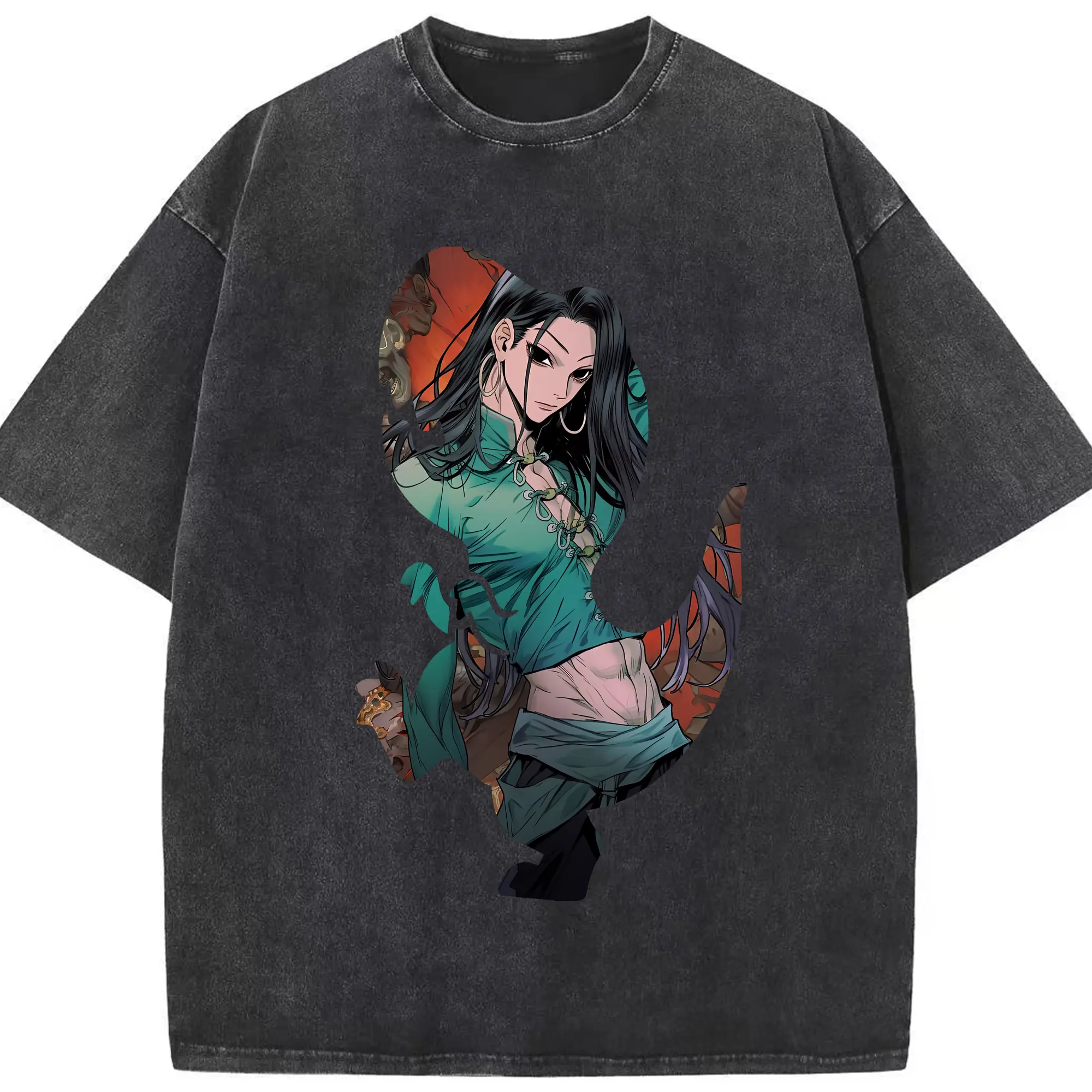 ハンター×ハンター グッズ イルミ＝ゾルディック - 綿100％ ヴィンテージ風 半袖Tシャツ ・ フロントプリント ・ 柔らか肌触り ・ 通気性 快適 ・ スポーツ カジュアル 外出用